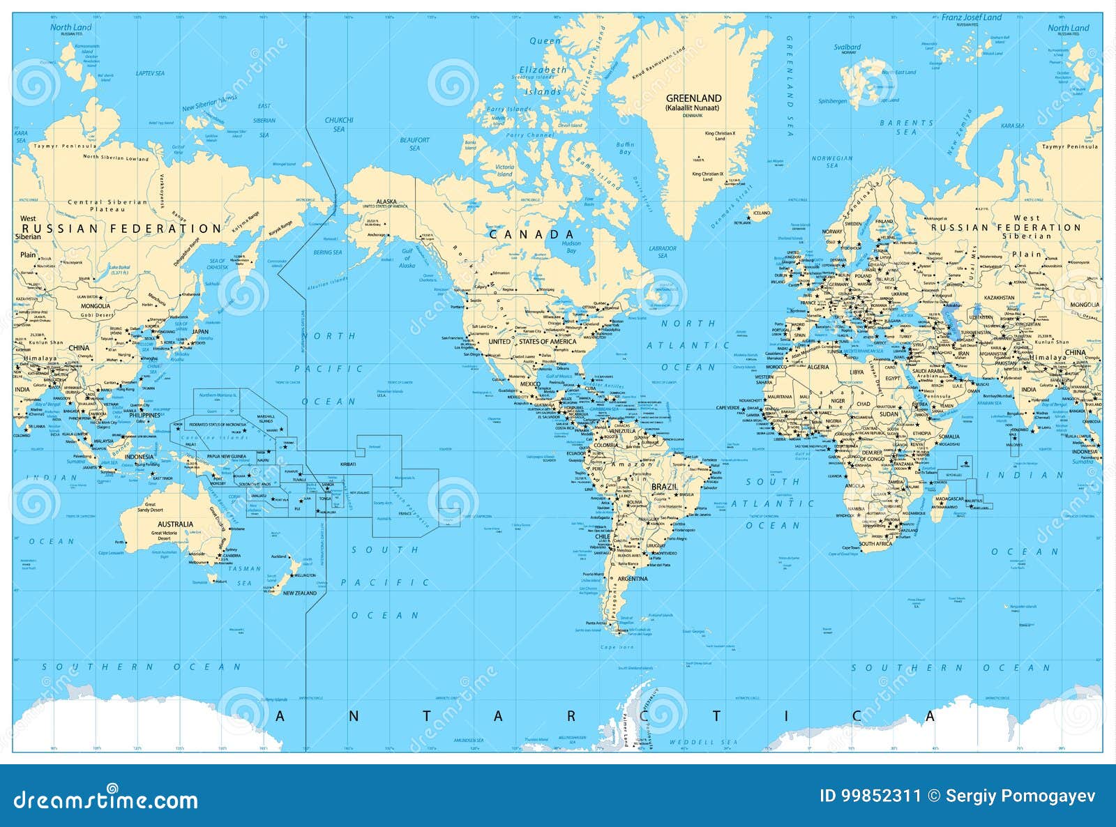 Lamérique A Centré La Carte Du Monde Illustration De