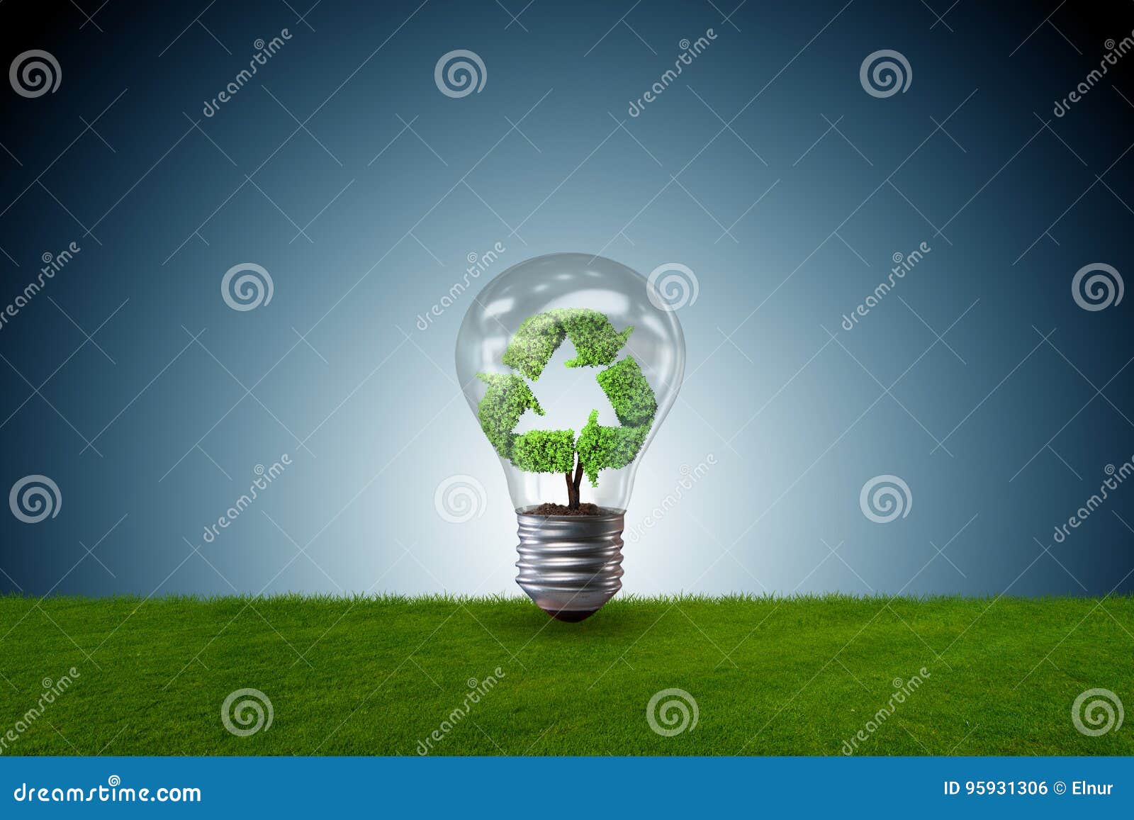 L'ampoule Dans Le Concept Vert D'environnement Rendu 3d Illustration