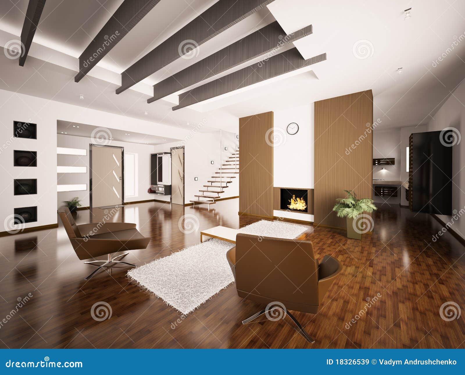 L'appartamento moderno 3d interno rende immagini stock libere da ...