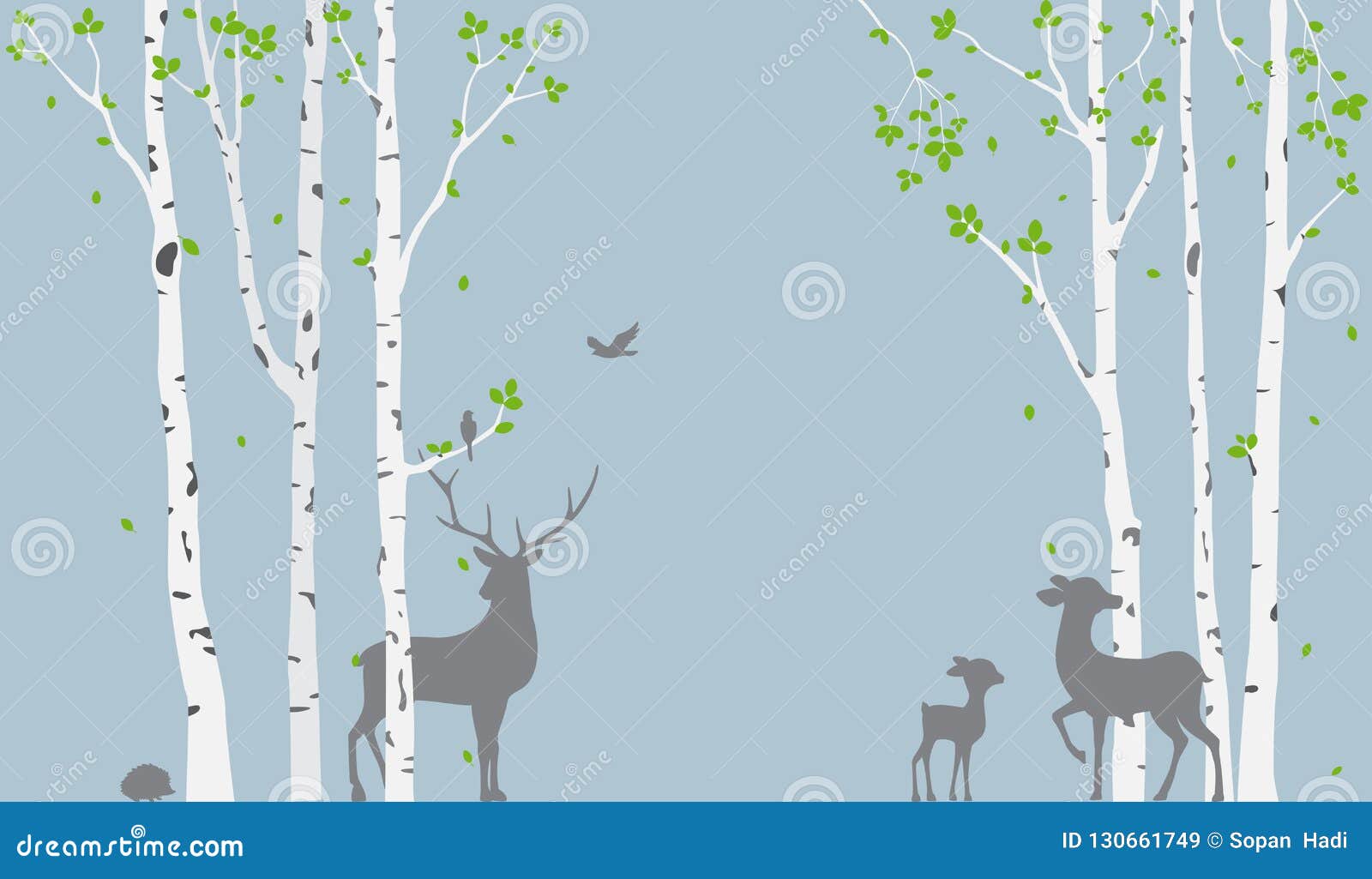 Gratuit Images L Arbre De Bouleau Avec Des Cerfs Communs Et Les Oiseaux dernière par