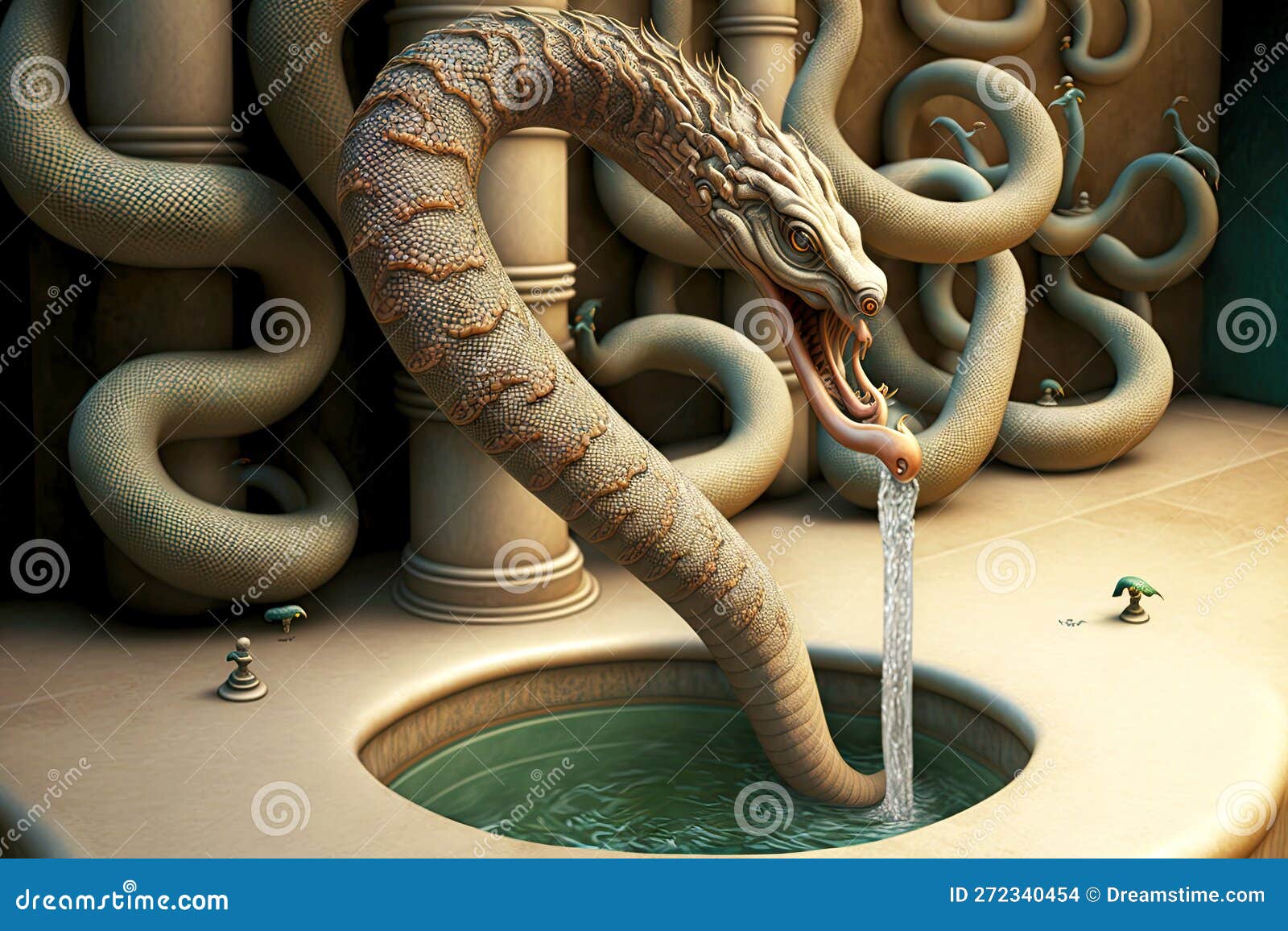 L'eau S'écoule Du Robinet Comme Un Serpent Vers Une Forme