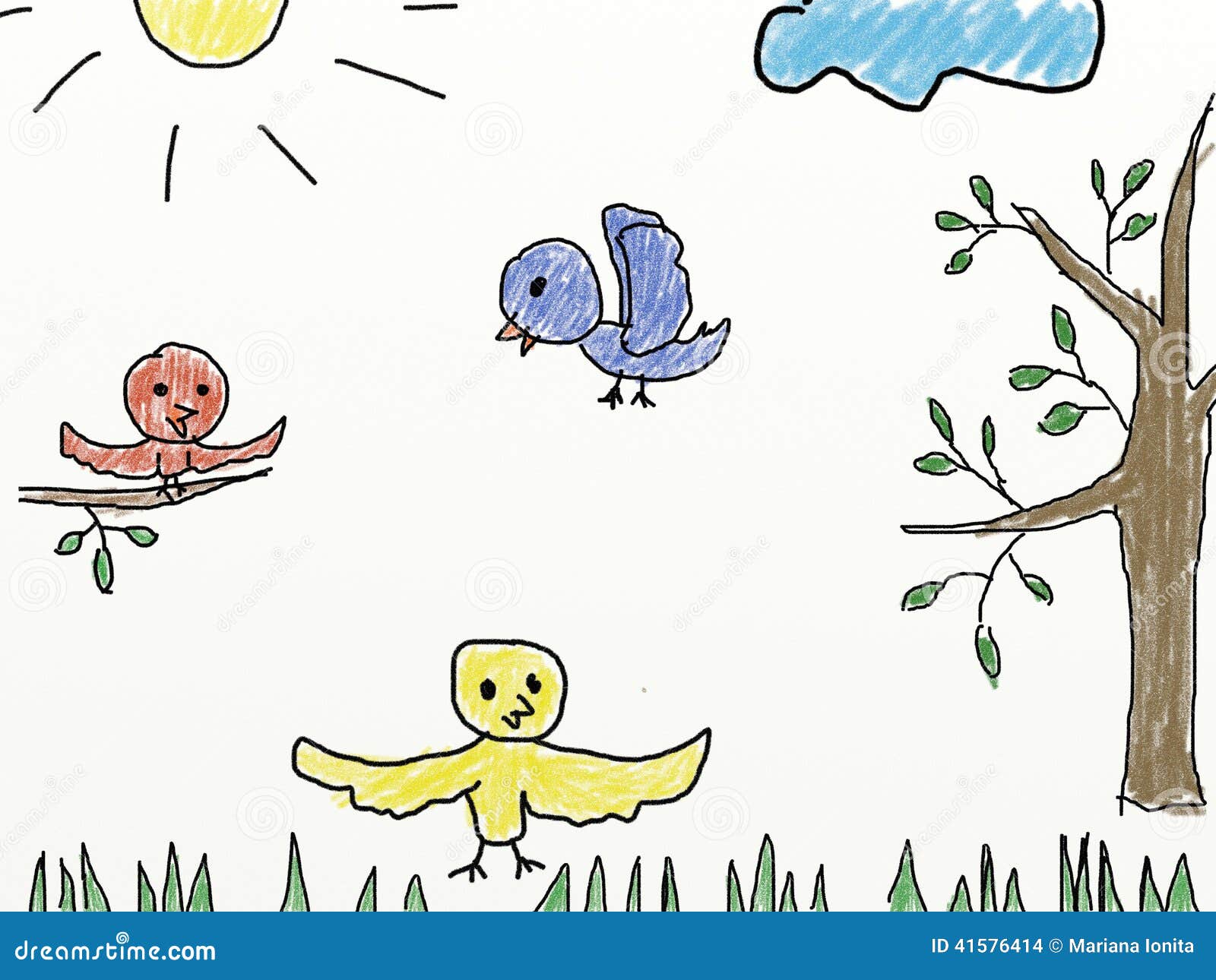 illustration stock l enfant aiment le dessin des oiseaux image