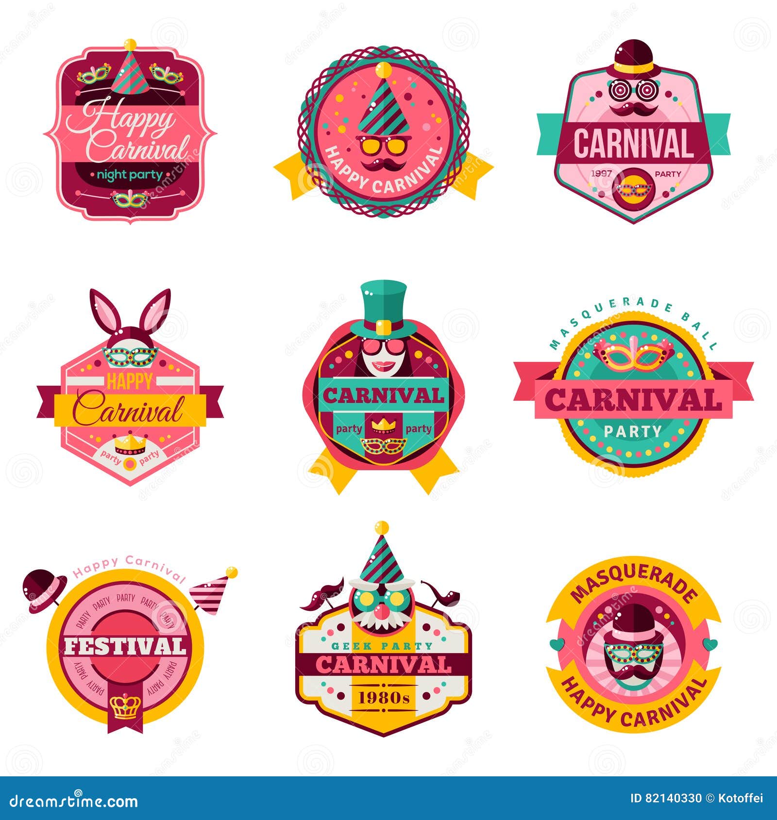 Badge De Carnaval Avec Collection De Rubans
