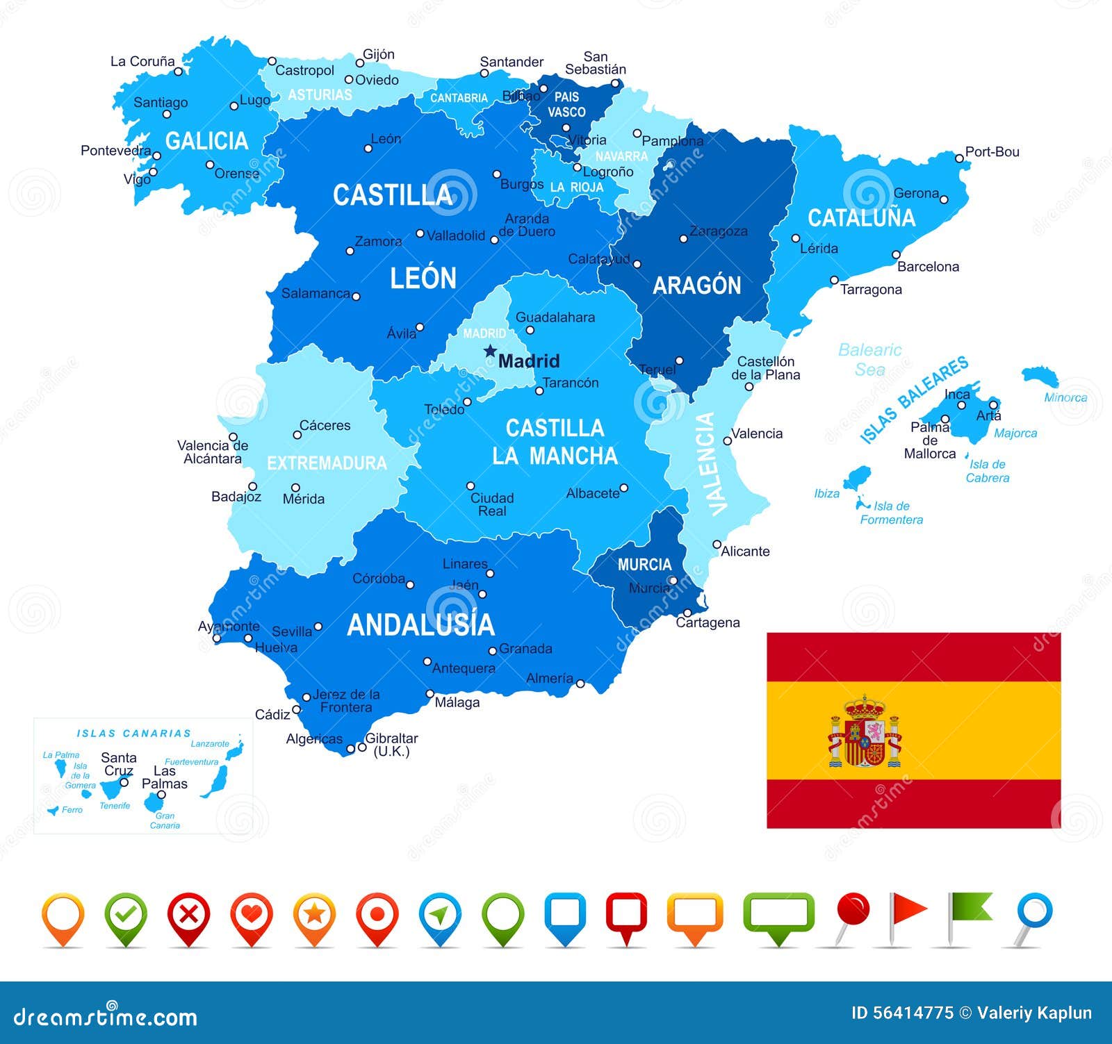 L'Espagne - Carte, Drapeau Et Icônes De Navigation ... L'Espagne - Carte, Drapeau Et Icônes De Navigation ...