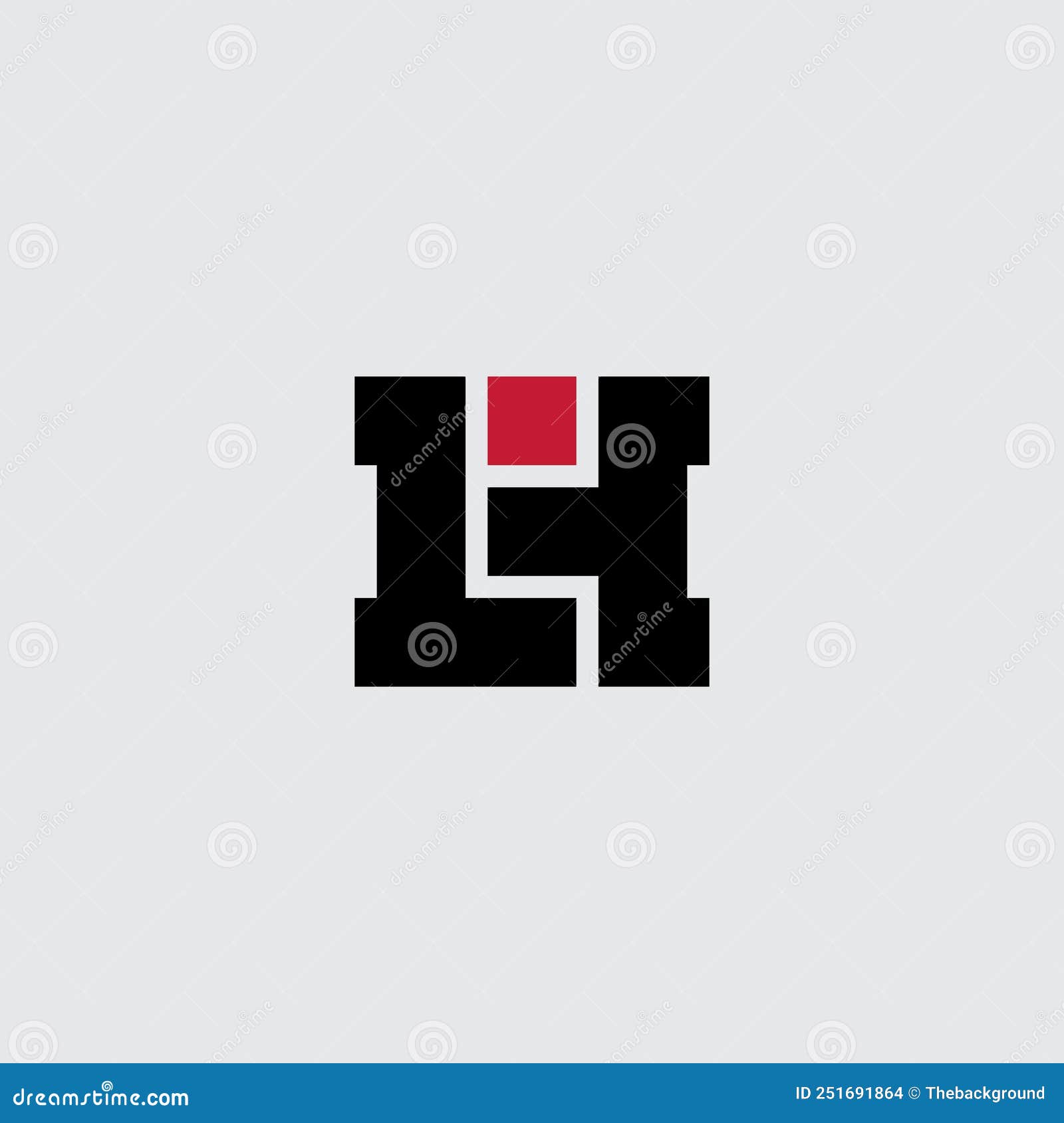 L and H Initials or Logo. LH Monogram or Logotype with Red Square Stock