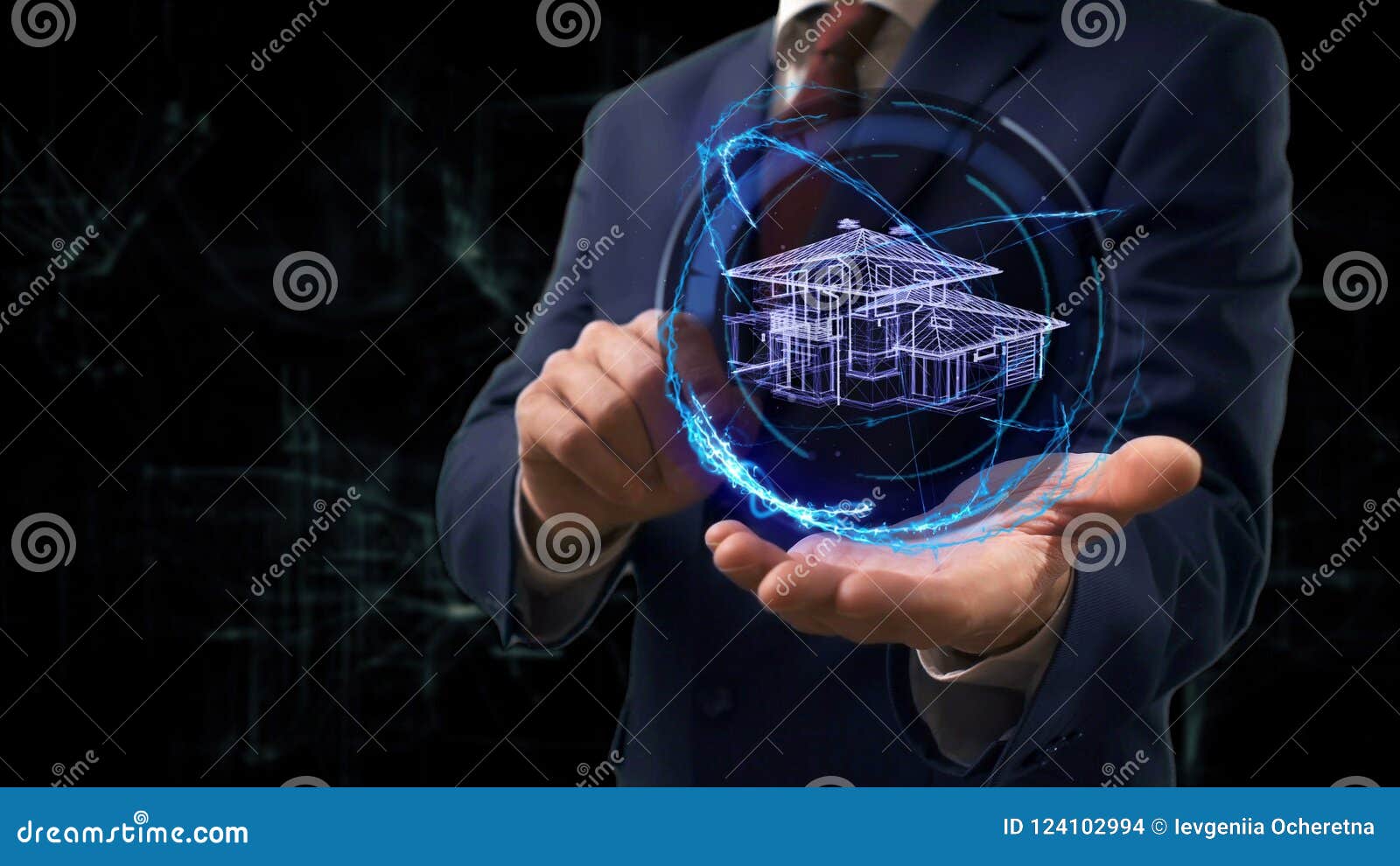 Hologramme 3d D'un Homme Sur Fond De Technologie
