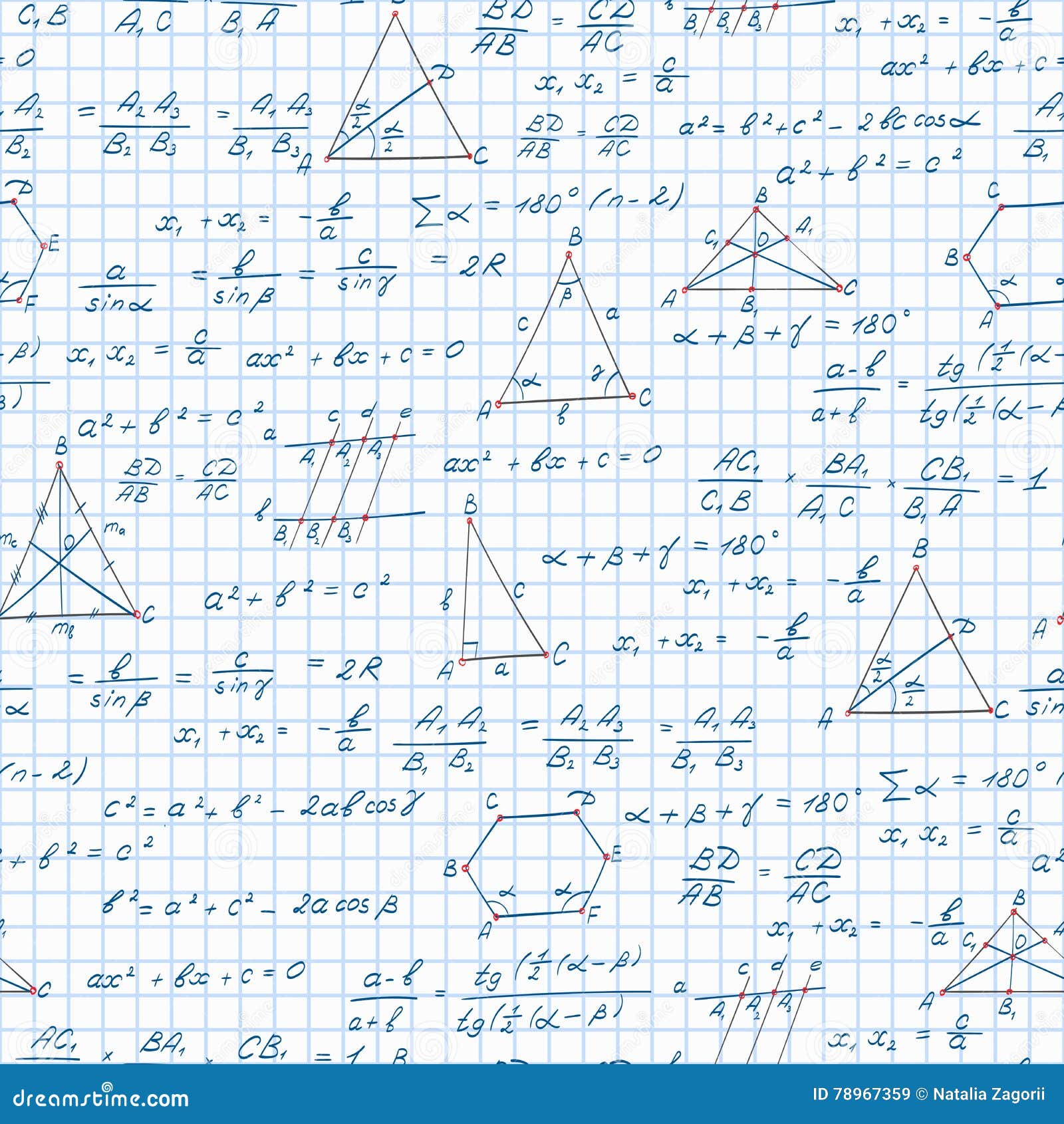 L Illustrazione Senza Cuciture Sul Tema Dell Argomento Di Geometria Le Formule Ed I Teoremi Dei Grafici Sul Taccuino Rivestono I Illustrazione Vettoriale Illustrazione Di Foglio Programma