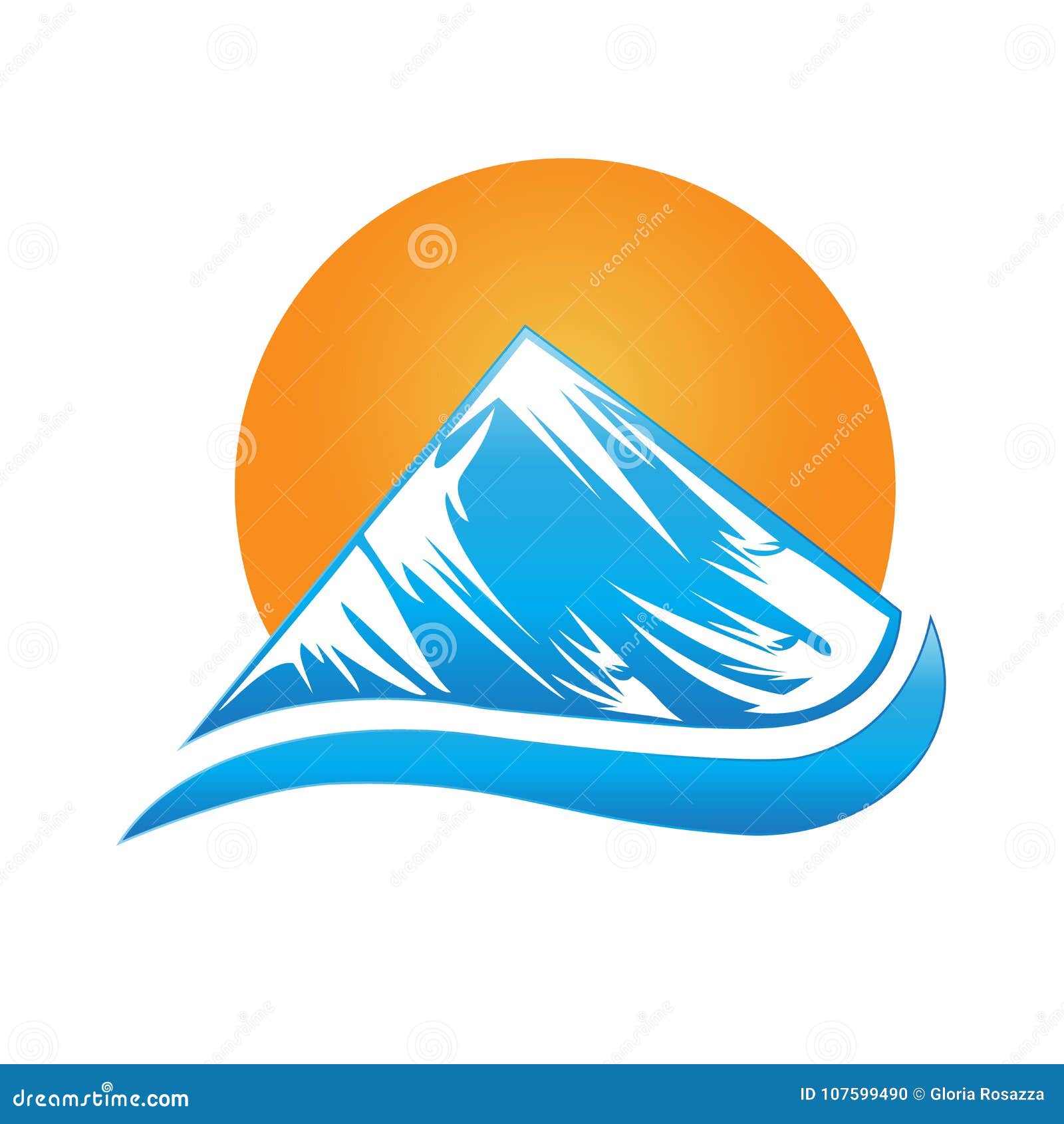 L Image Bleue De Montagne Et De Soleil De Logo Dirigent La Carte D Identite D Icone Illustration De Vecteur Illustration Du Logo Dirigent