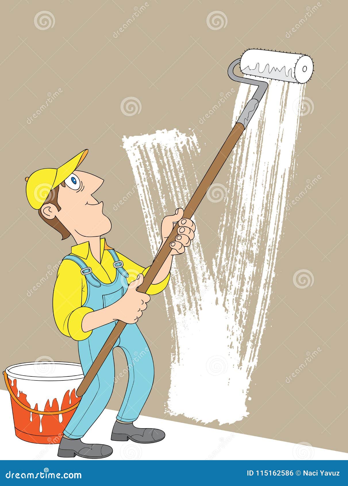 L Imbianchino Dipinge La Parete Bianca Illustrazione Vettoriale Illustrazione Di Vettore Vernice