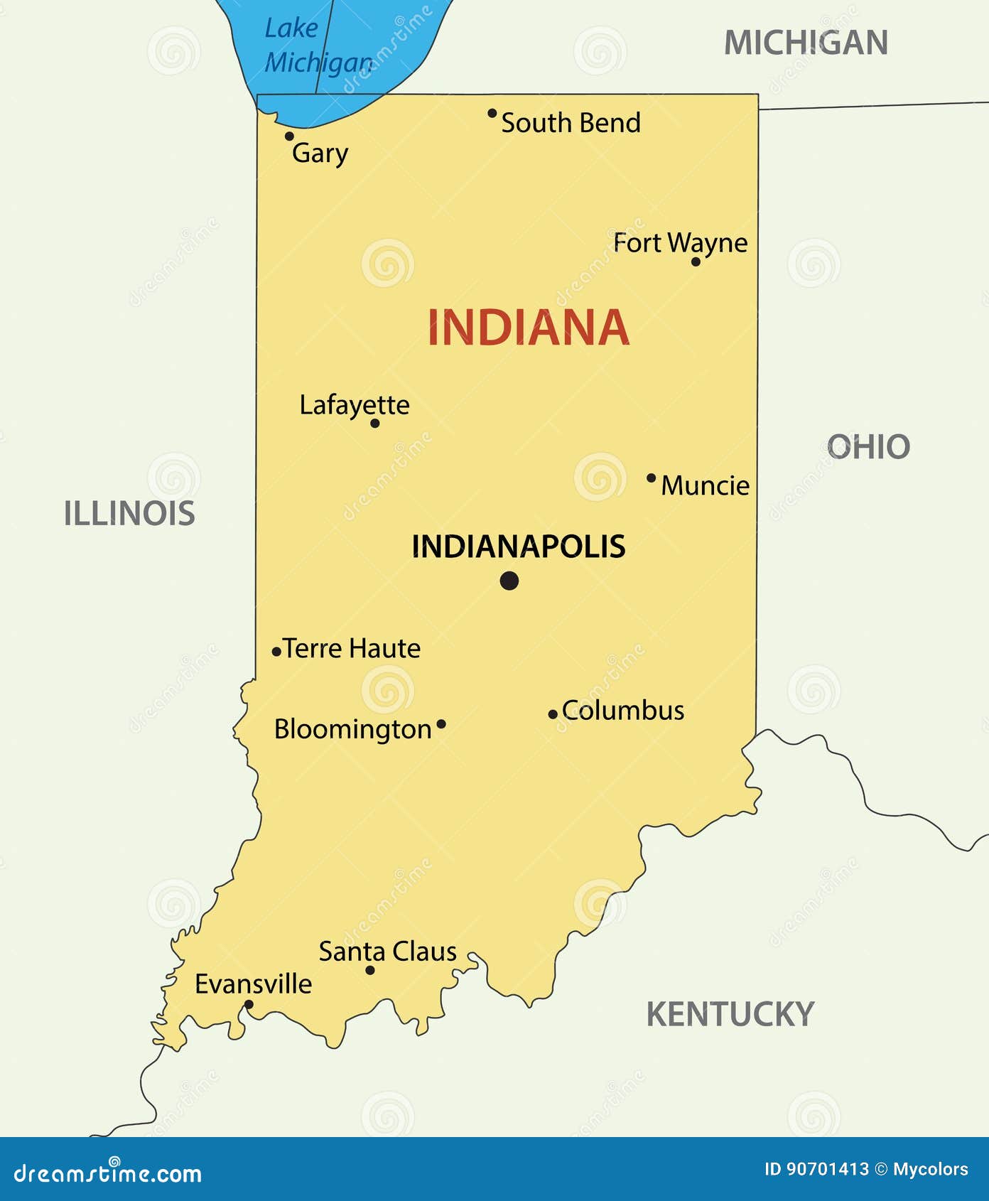 L&#39;Indiana - Mappa Di Vettore Dello Stato Illustrazione Vettoriale - Illustrazione di hoosier, michigan: 90701413