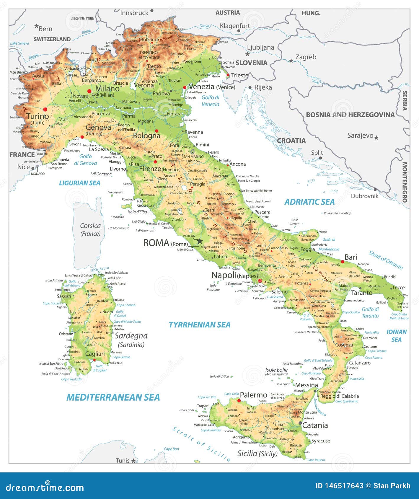 L'Italia Ha Dettagliato La Mappa Fisica Su Bianco ... L'Italia Ha Dettagliato La Mappa Fisica Su Bianco ...