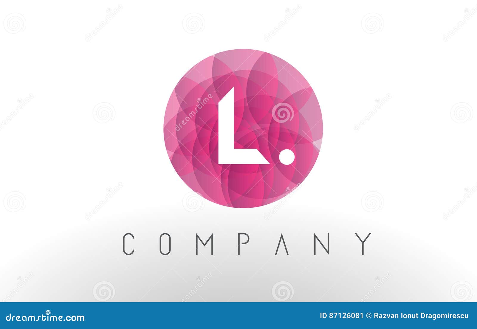 L Letter Logo Design with Circular Purple Pattern. Stock Vector