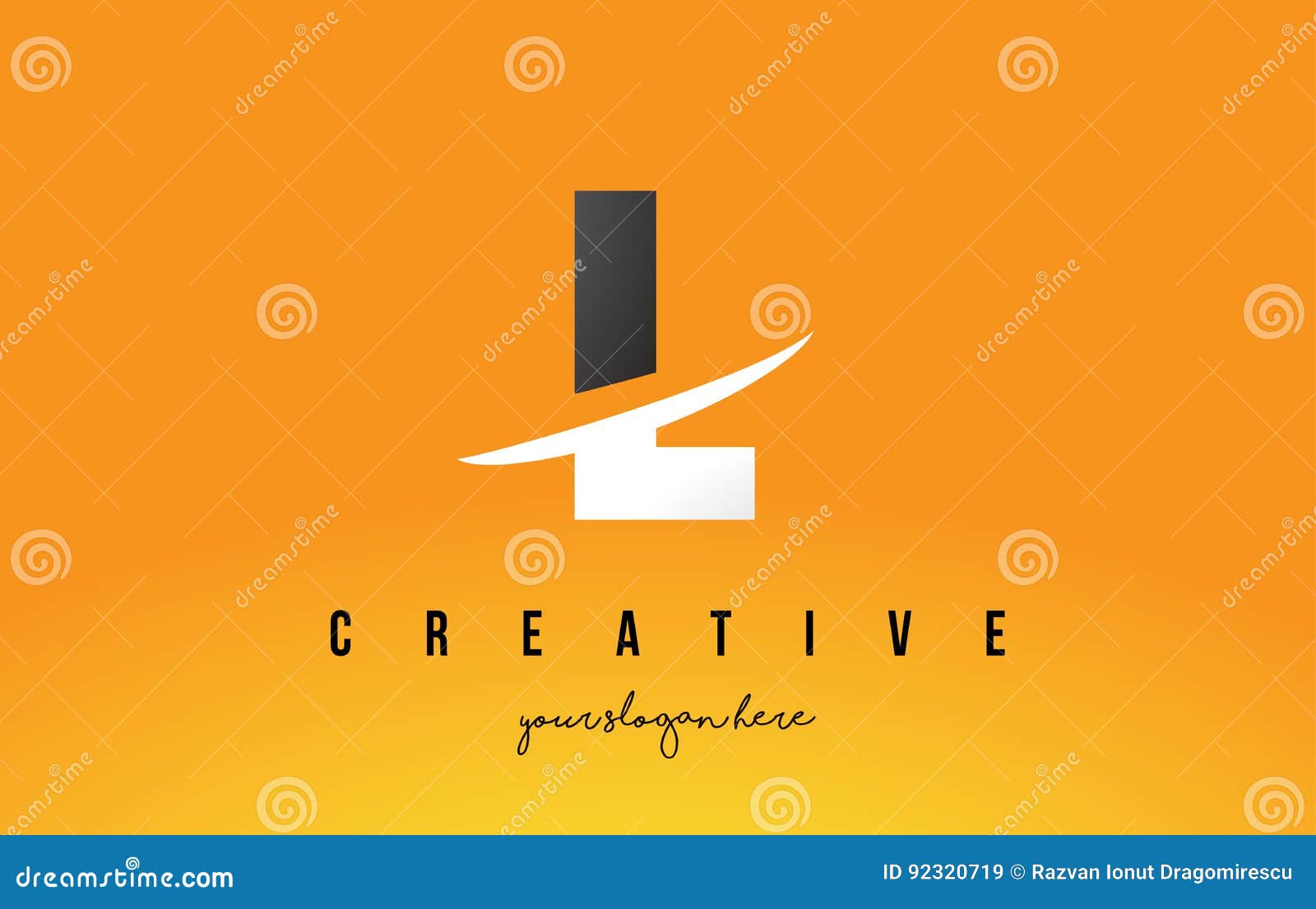 L Letter Modern Logo Design with Yellow Background and Swoosh. Stock ...