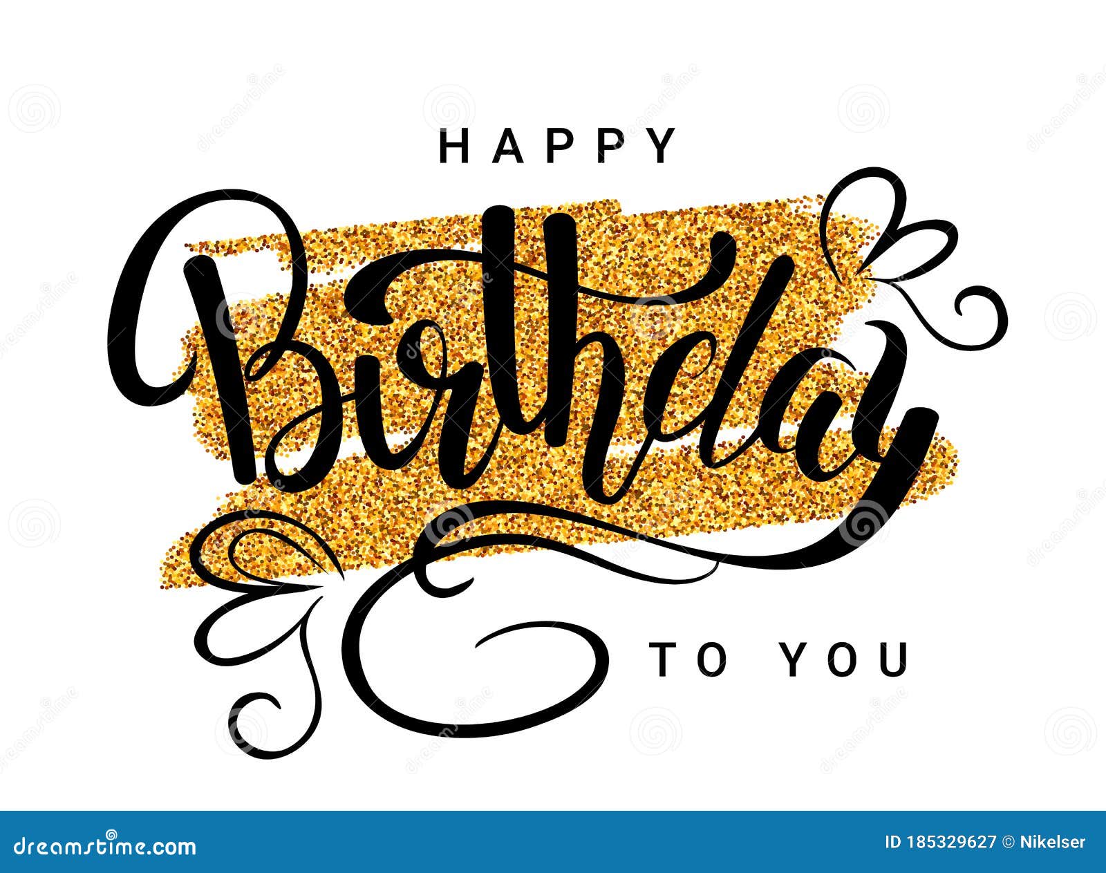 L Or Miroite Joyeux Anniversaire De Fond Marquant Avec Des Lettres L Affiche En Noir De Calligraphie A L Arriere Plan D Or Scintil Illustration De Vecteur Illustration Du Invitation Fete