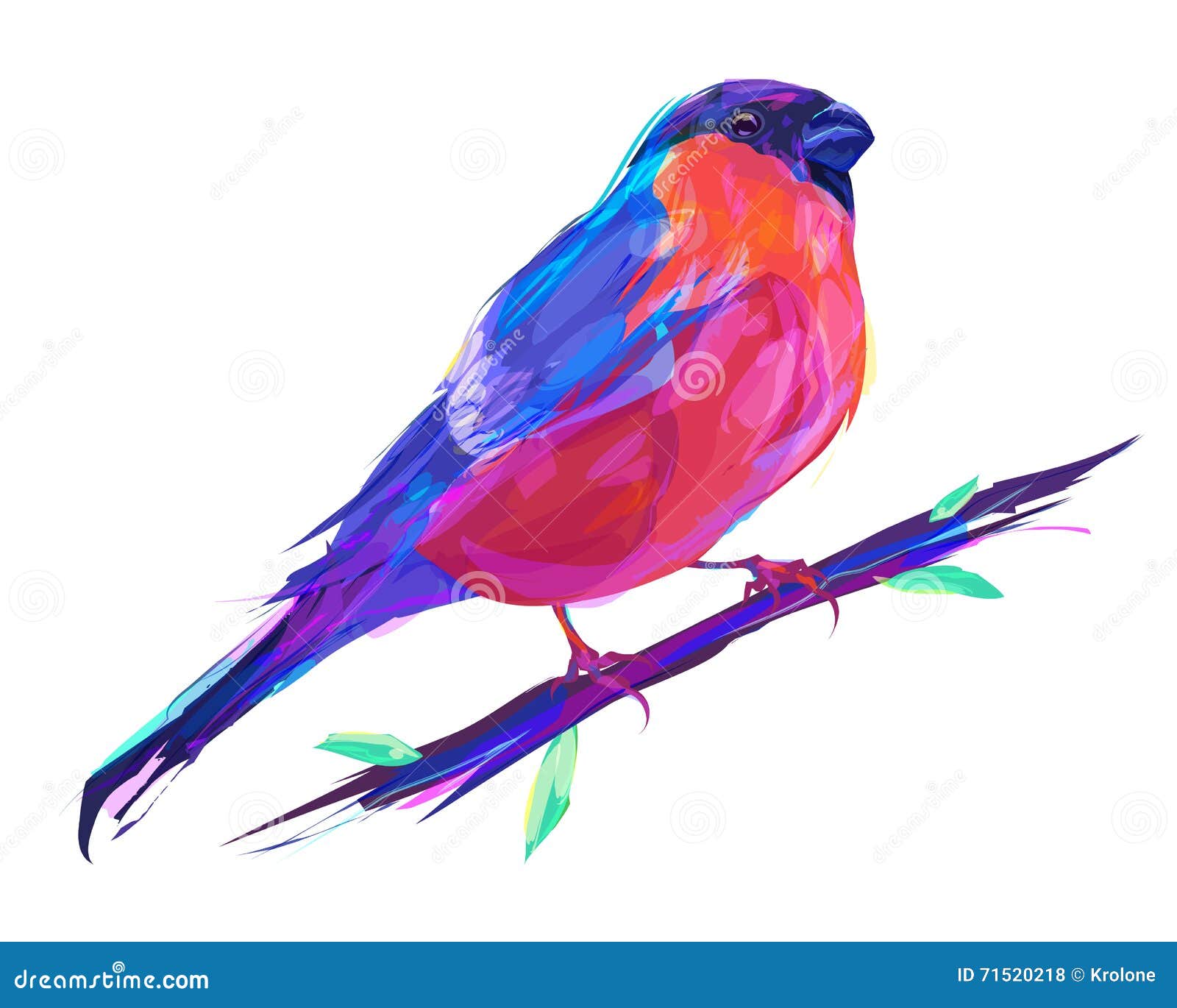 Loiseau Exotique De Bouvreuil Rouge Mignon Illustration De