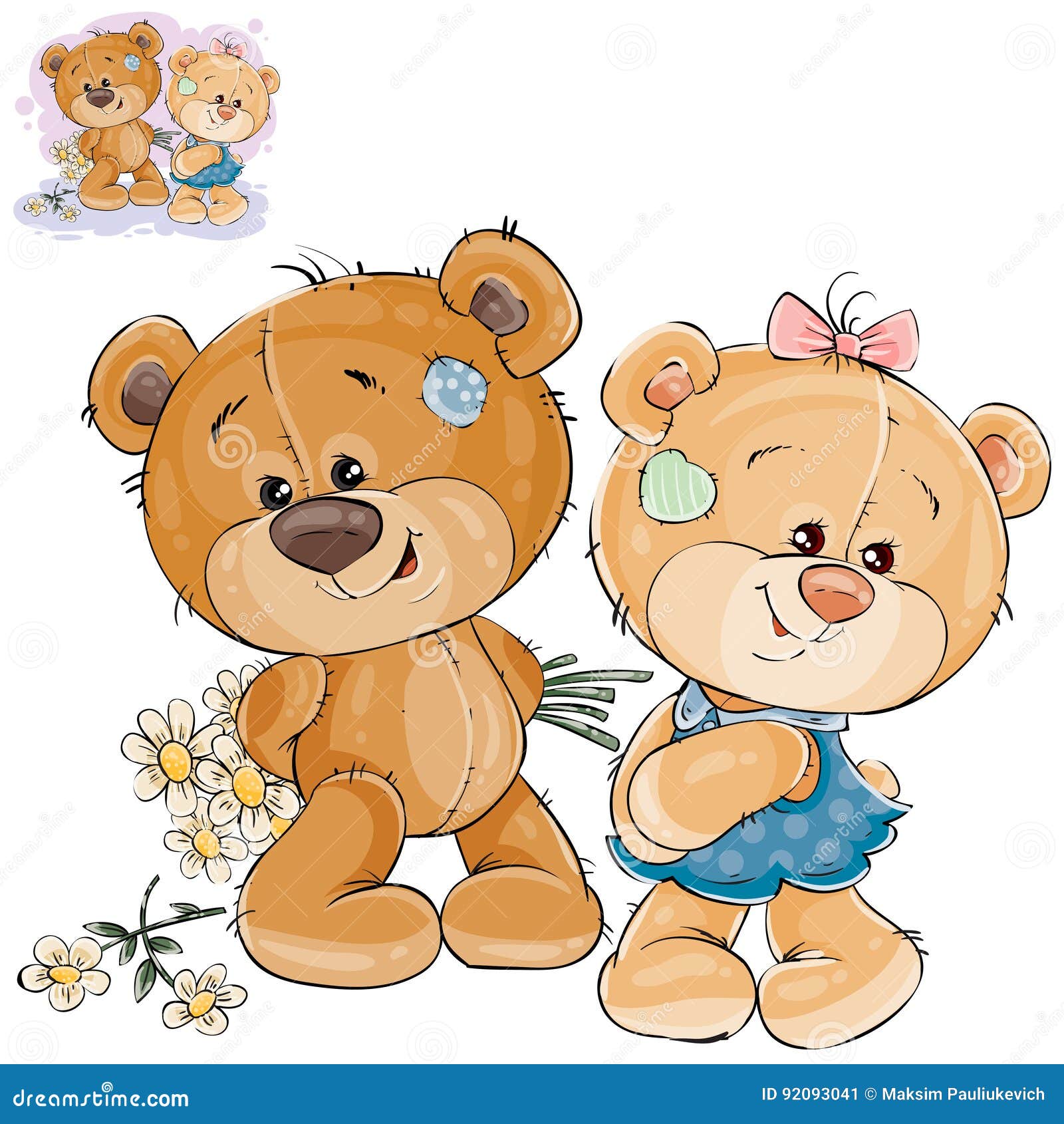 L'ours De Nounours De Vecteur Cache Derrière Le Dos Un Bouquet Des Fleurs  Et N'ose Pas Les Donner à Son Amie Illustration de Vecteur - Illustration  du poupée, ramassage: 92093041