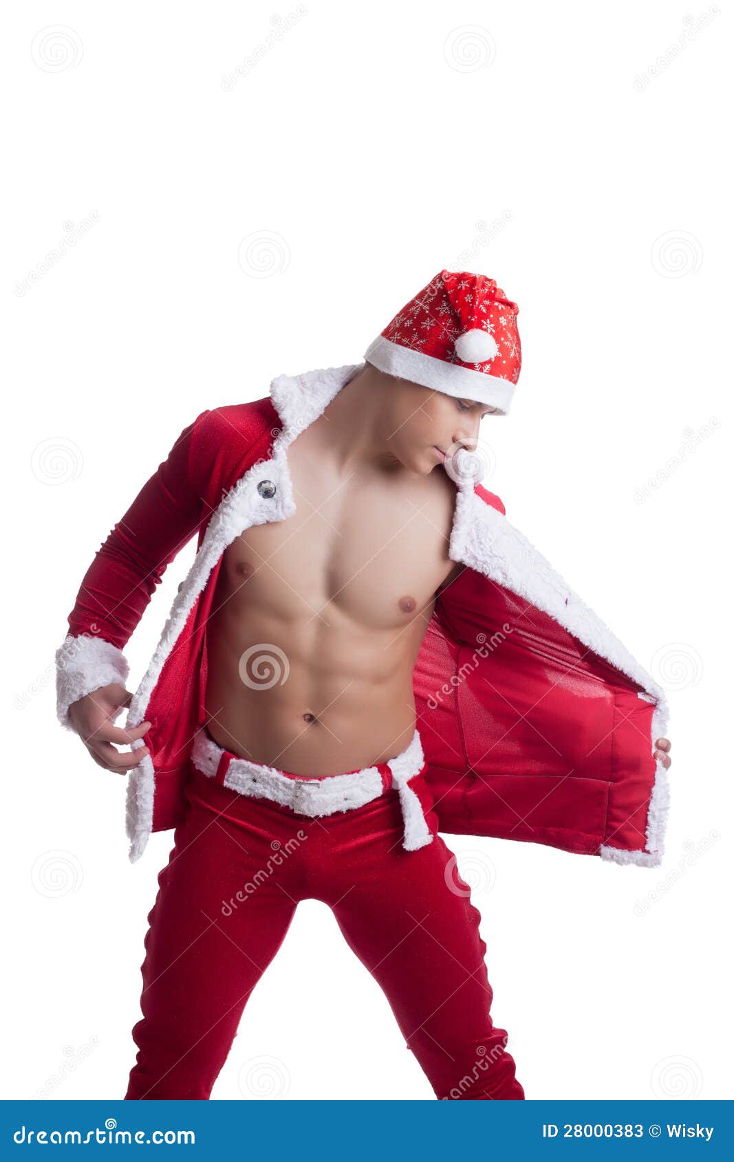 Foto Di Uomini Vestiti Da Babbo Natale.L Uomo Sexy Spoglia Il Vestito Dal Babbo Natale Immagine Stock Immagine Di Handsome Attraente 28000383