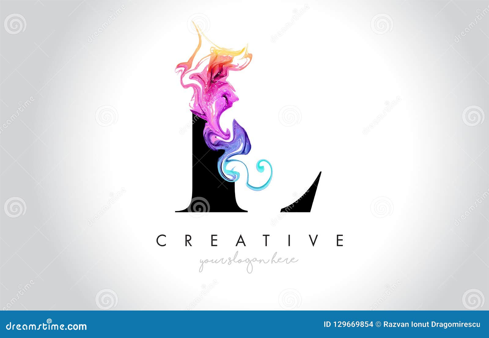 l vibrant creative leter logo  with colorful smoke ink flo