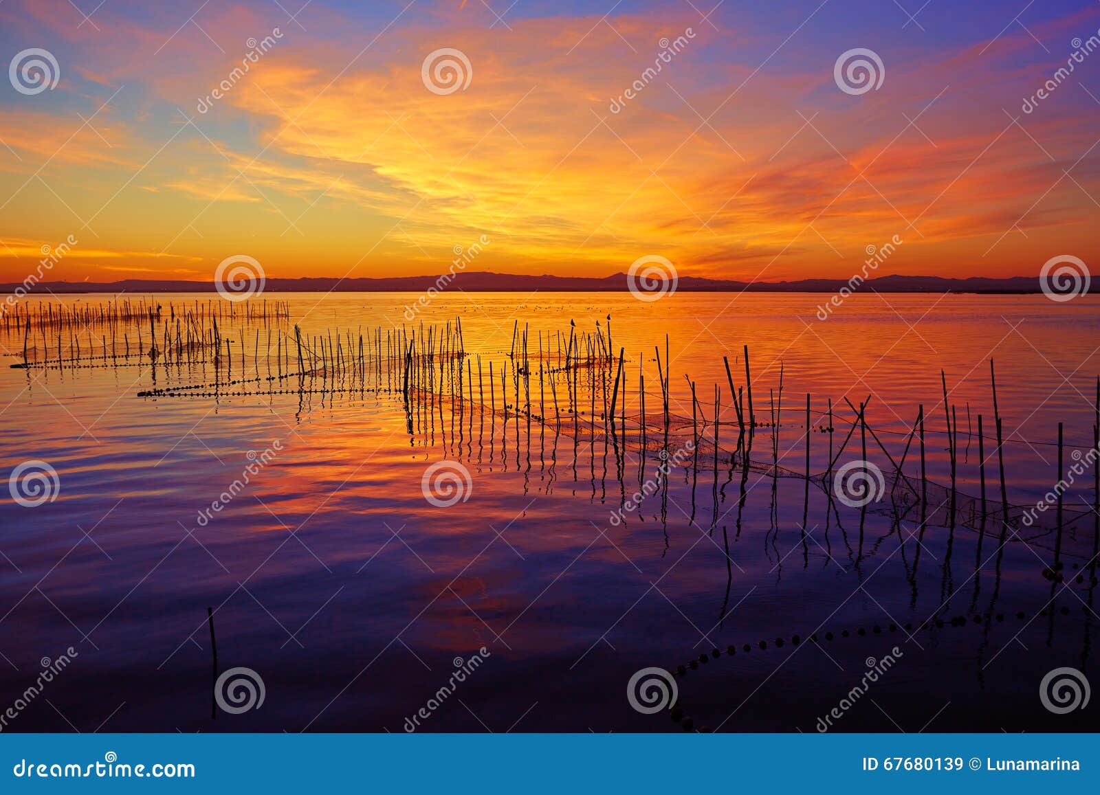 la albufera lake sunset in el saler of valencia