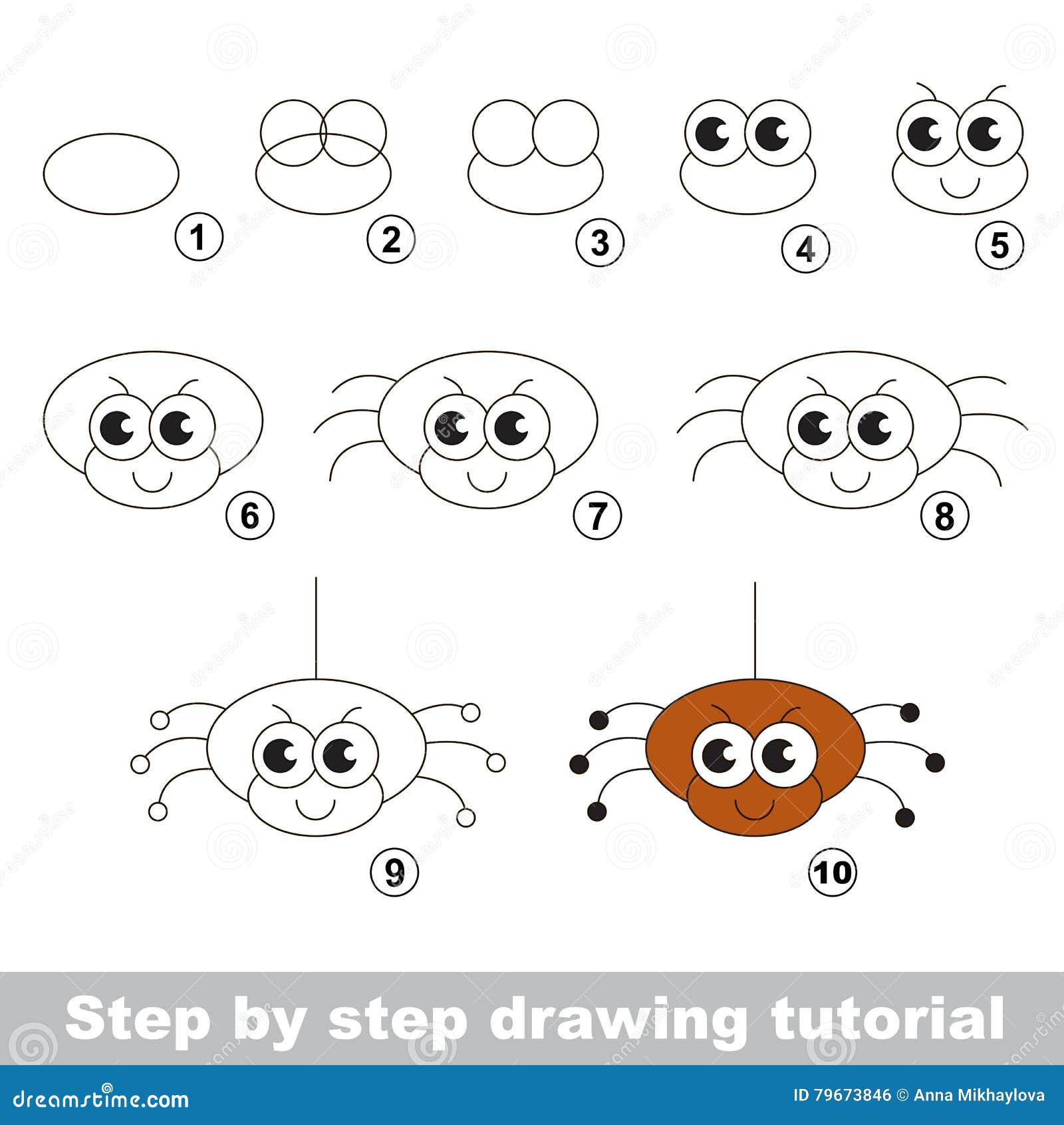 La Araña Divertida Tutorial Del Dibujo Ilustración del Vector - Ilustración  de preceptoral, educativo: 79673846