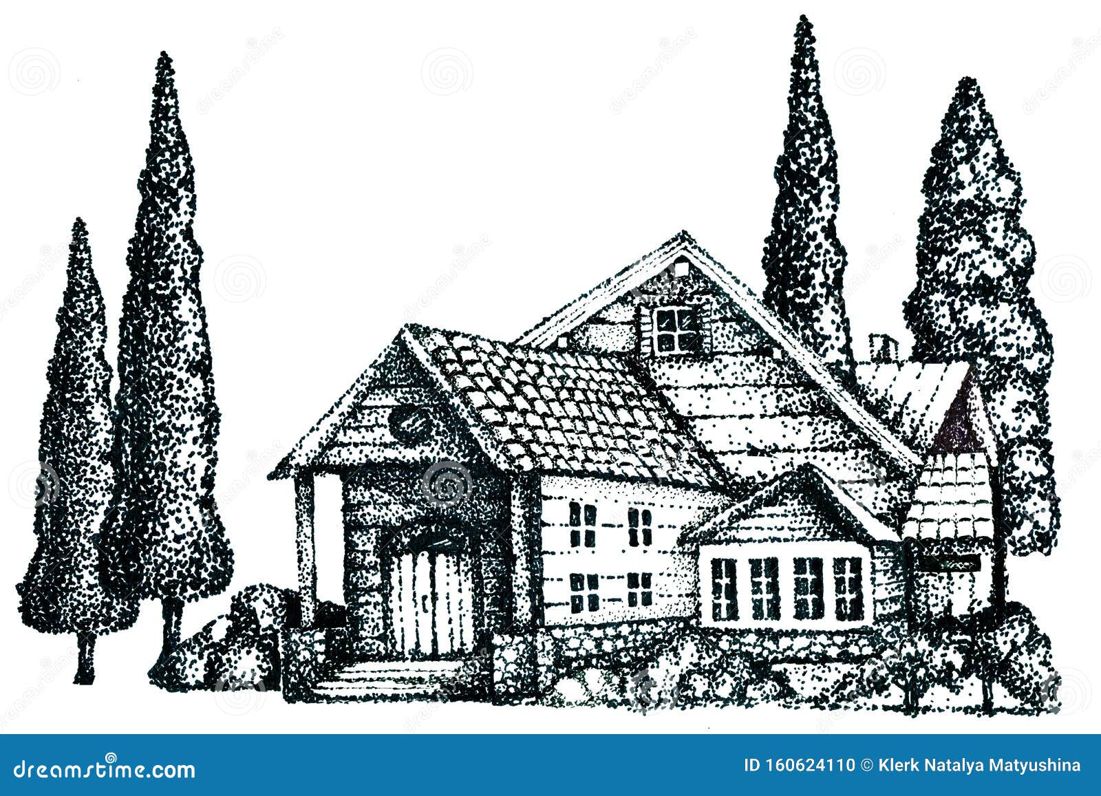 La Arquitectura De Una Casa De Campo, Una Hacienda Rural, Una Residencia De  Verano, Una Villa En La Provincia Meridional. LÃnea D Stock de ilustración  - Ilustración de campo, aceitunas: 160624110