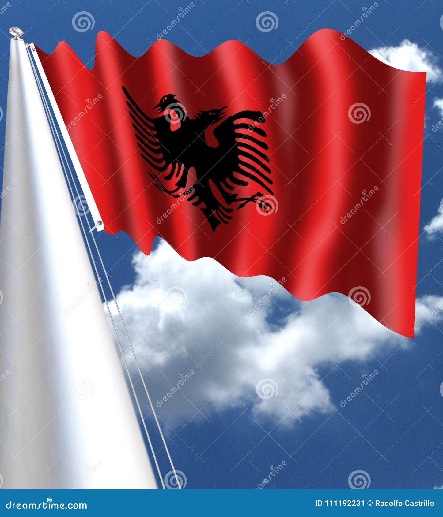 La Bandera De Albania Es Una Bandera Roja Con Un águila Doble-dirigida Negra  Silueteada En El Centro T Imagen de archivo - Imagen de albania, negro:  111192231