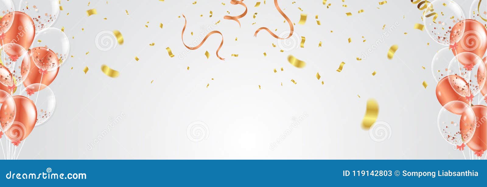 Tarjeta De Cumpleaños Con Globos De Colores Y Confeti Sobre Fondo Blanco  Ilustraciones svg, vectoriales, clip art vectorizado libre de derechos.  Image 52558185