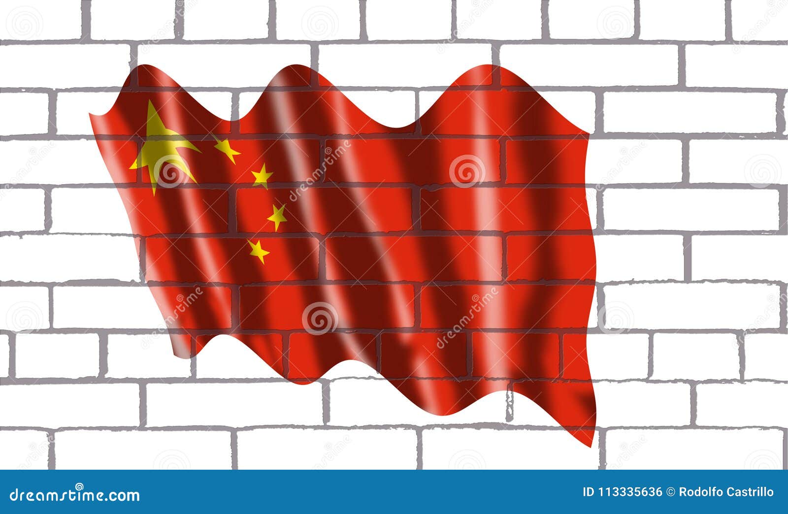 bandera de china en ladrillos