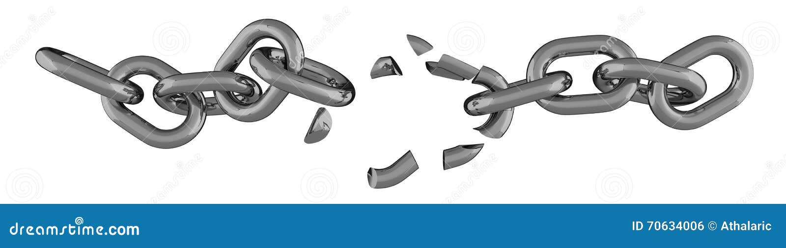 La Cadena Quebrada Sobre El Fondo Blanco 3d Rinde Stock de ilustración