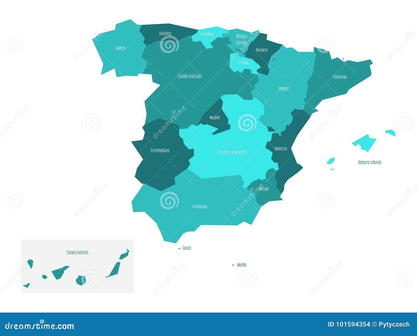 Carte Des 17 Communautés Autonomes D'espagne En Espagnol La Carte De L'Espagne S'est Divisée En 17 Communautés Autonomes