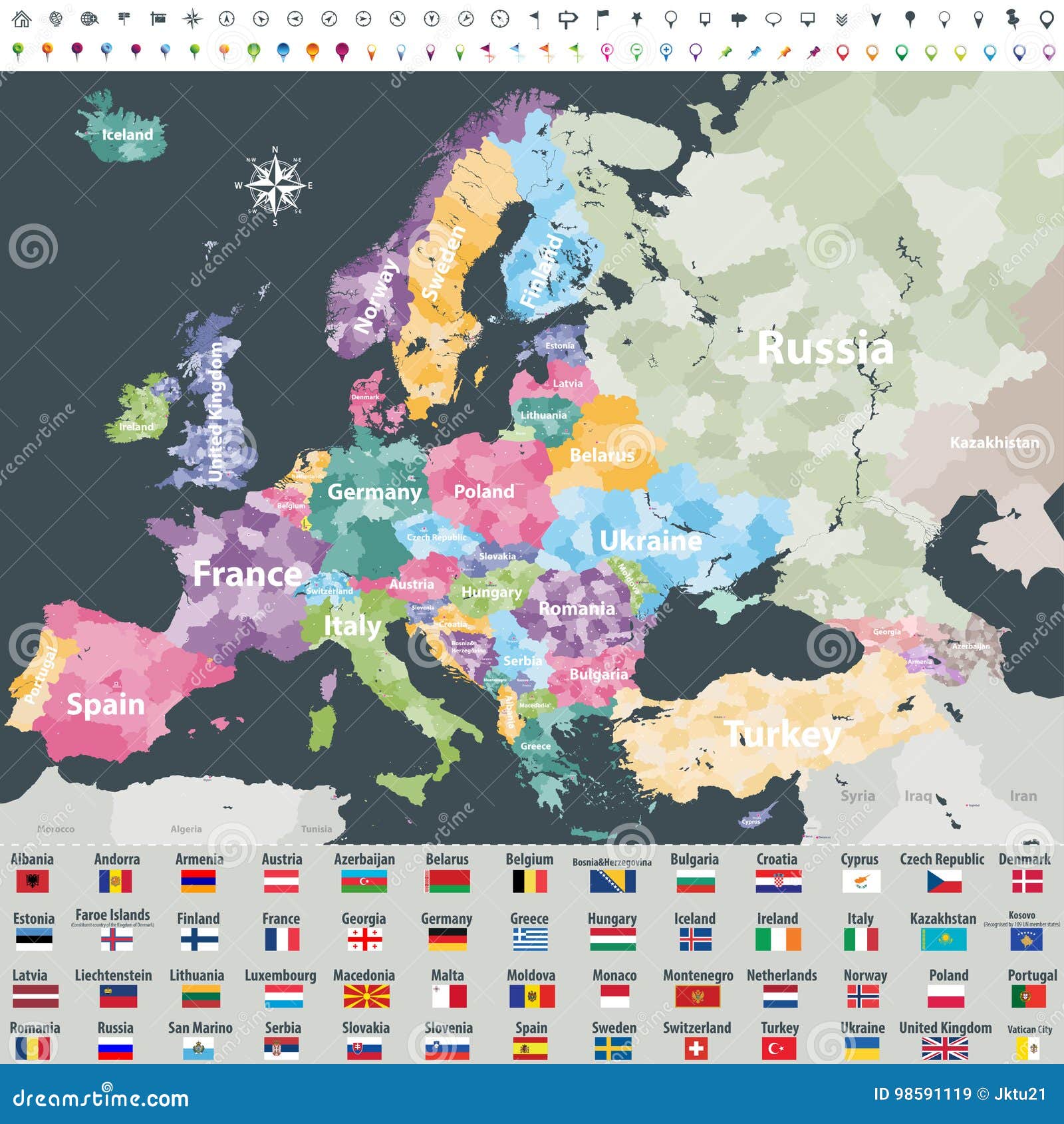 La Carte De Leurope A Coloré Par Pays Avec Des Frontières