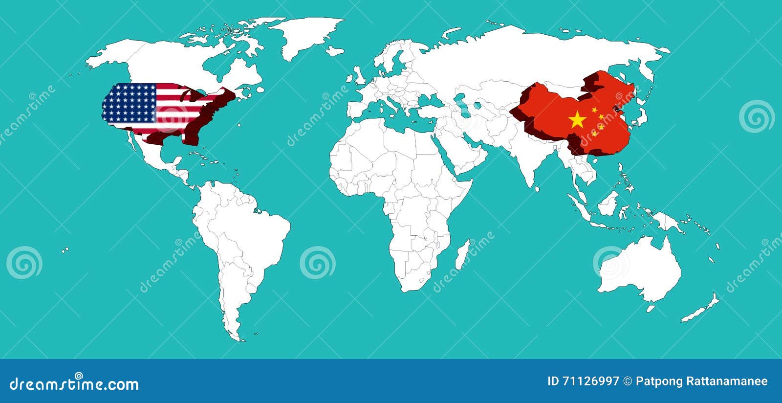 La Carte Du Monde A Décoré Les Etats Unis Par Le Flage Et La