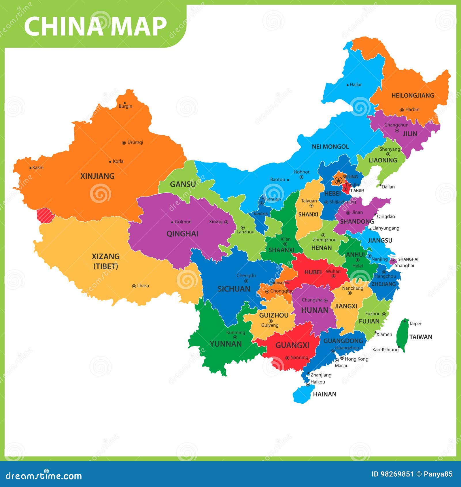 Carte détaillée de la chine