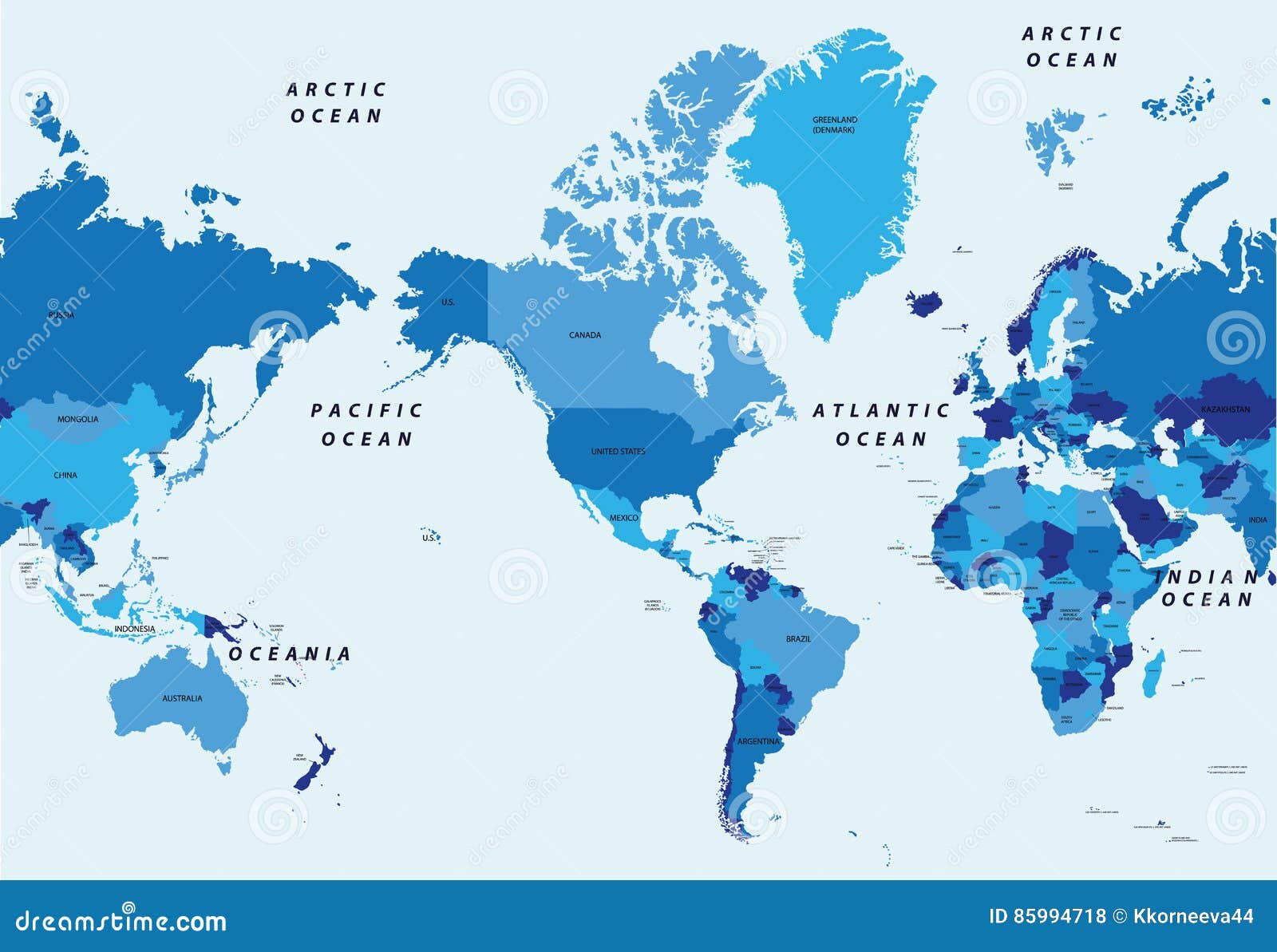 La Carte Politique De Vecteur Du Monde Détaillé D