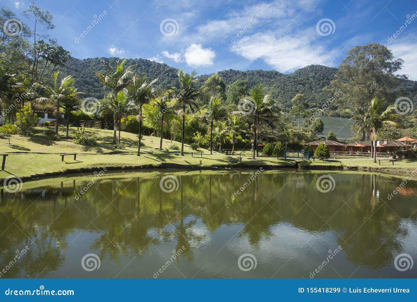 la ceja, antioquia / colombia. lake and mountains, colombian landscape