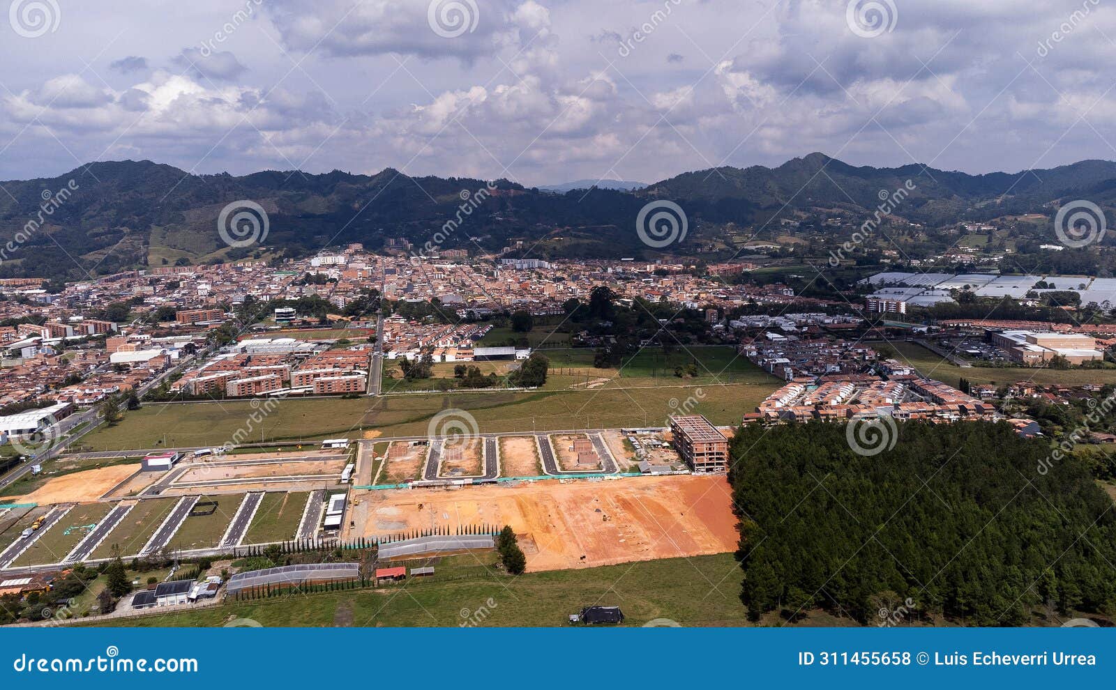 la ceja, antioquia - colombia. march 9, 2024. aerial view with drone of the municipality, founded on december 7, 1789