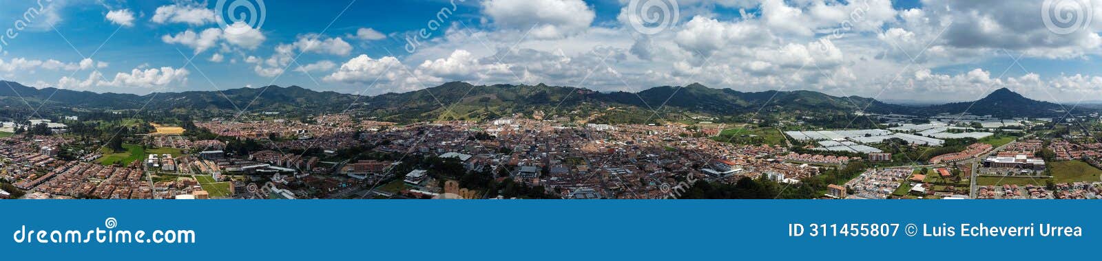 la ceja, antioquia - colombia. march 9, 2024. aerial view with drone of the municipality, located in the east of the department