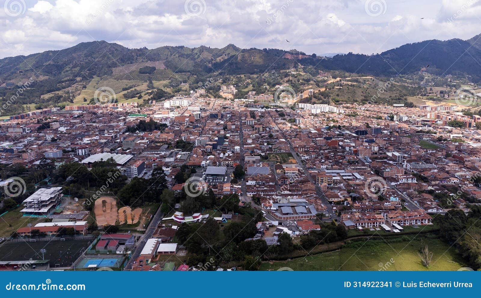 la ceja, antioquia - colombia. march 9, 2024. aerial view with drone of the municipality, located in the east of the department