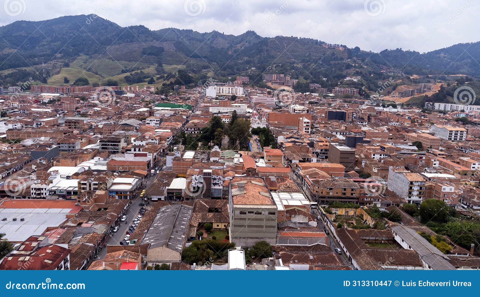 la ceja, antioquia - colombia. march 9, 2024. aerial view of the minor basilica of our lady of carmen