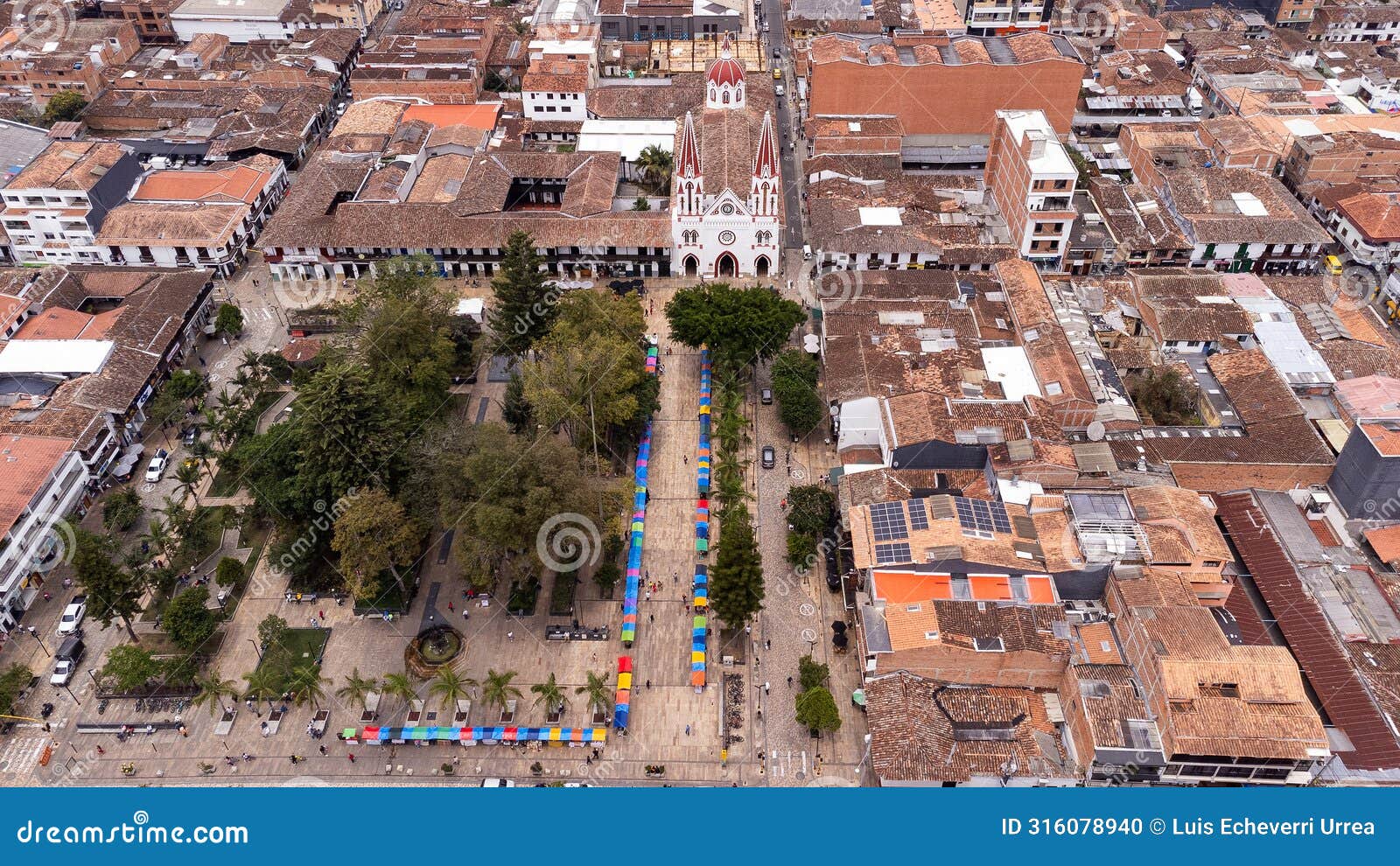 la ceja, antioquia - colombia. march 9, 2024. aerial view of the minor basilica of our lady of carmen