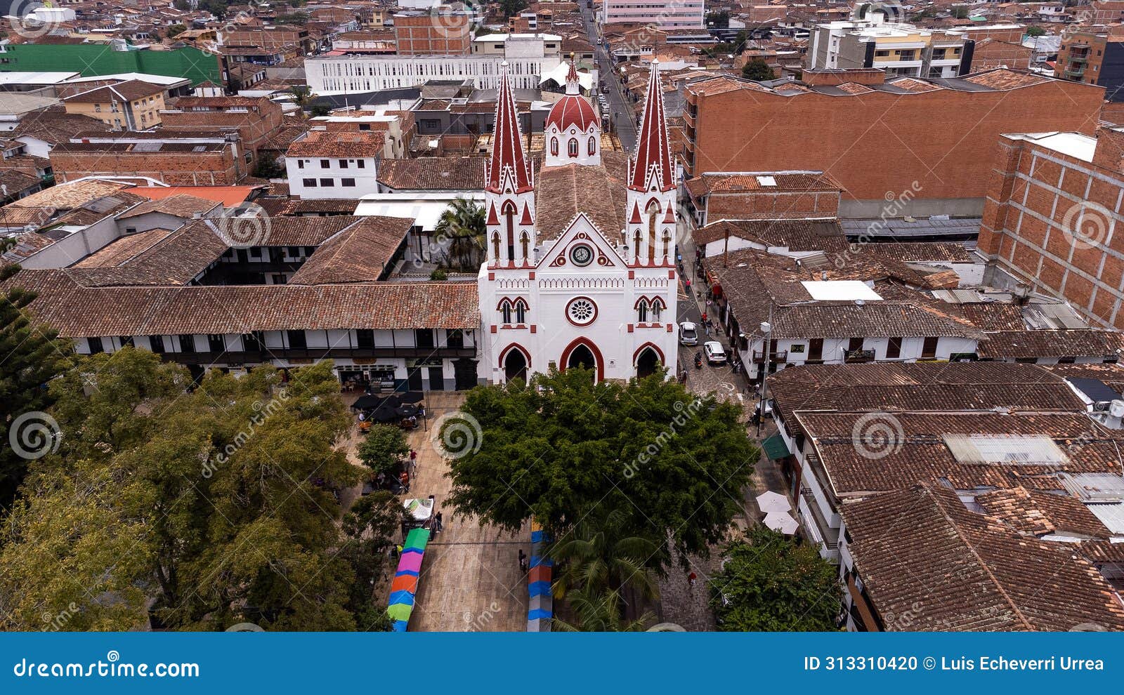 la ceja, antioquia - colombia. march 9, 2024. minor basilica of our lady of carmen, located in the main park