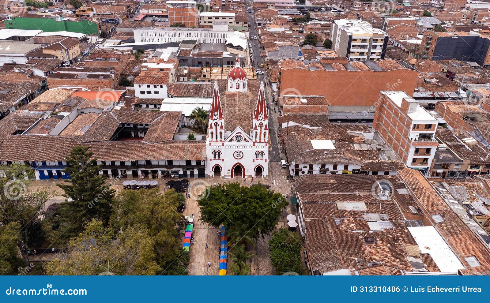 la ceja, antioquia - colombia. march 9, 2024. drone view of the basilica of catholic worship