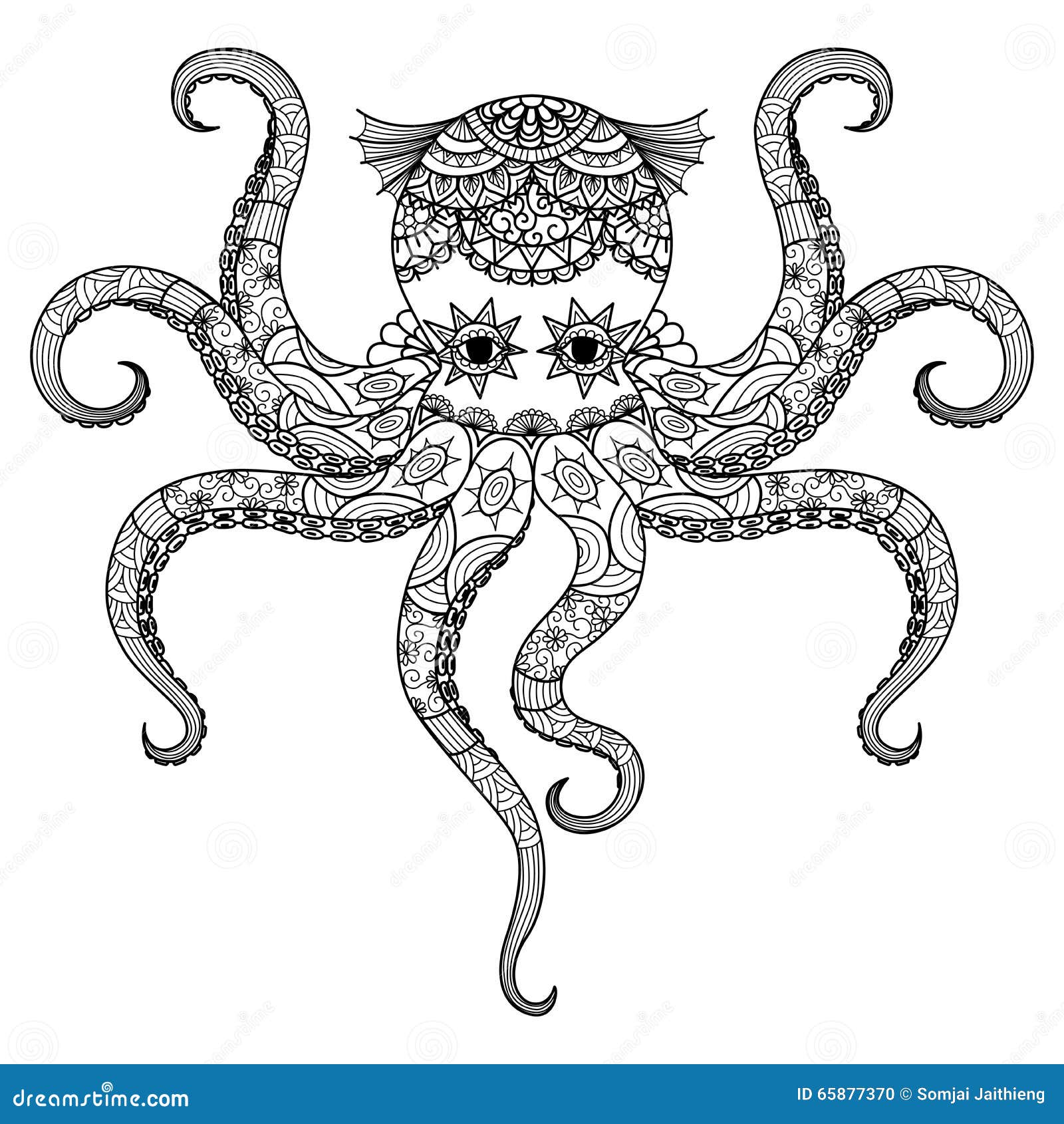 La conception de zentangle de poulpe de dessin pour livre de coloriage pour l adulte tatouage T shirt con§oivent et ainsi de su