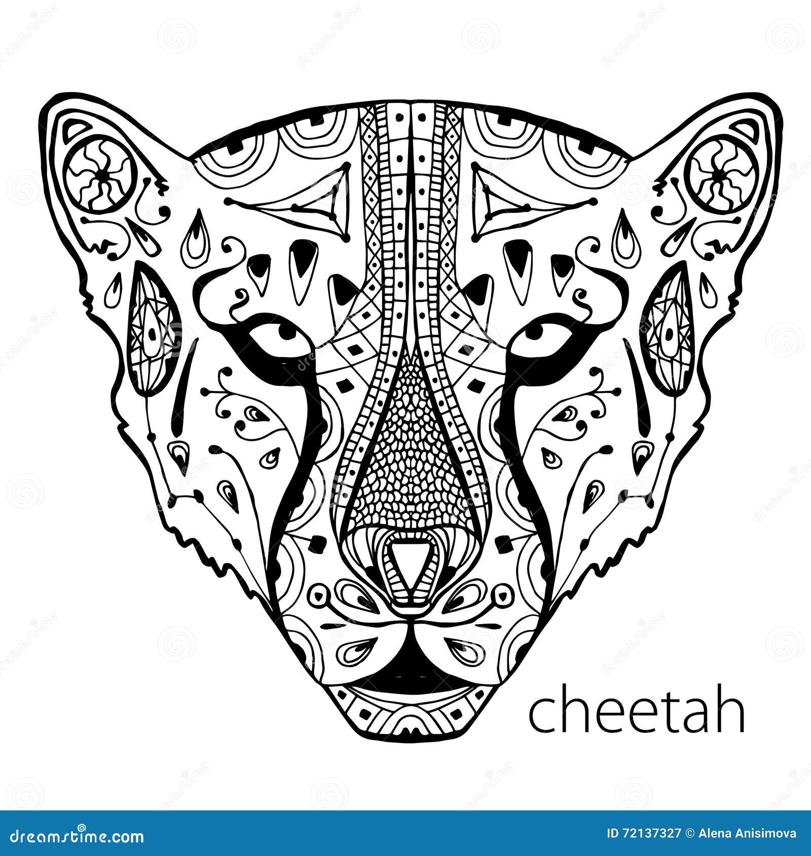 Livre De Coloriage Pour Des Adultes Livre De Chat De Zentangle La copie noire et blanche de guépard avec les mod¨les ethniques Livre de coloriage pour des
