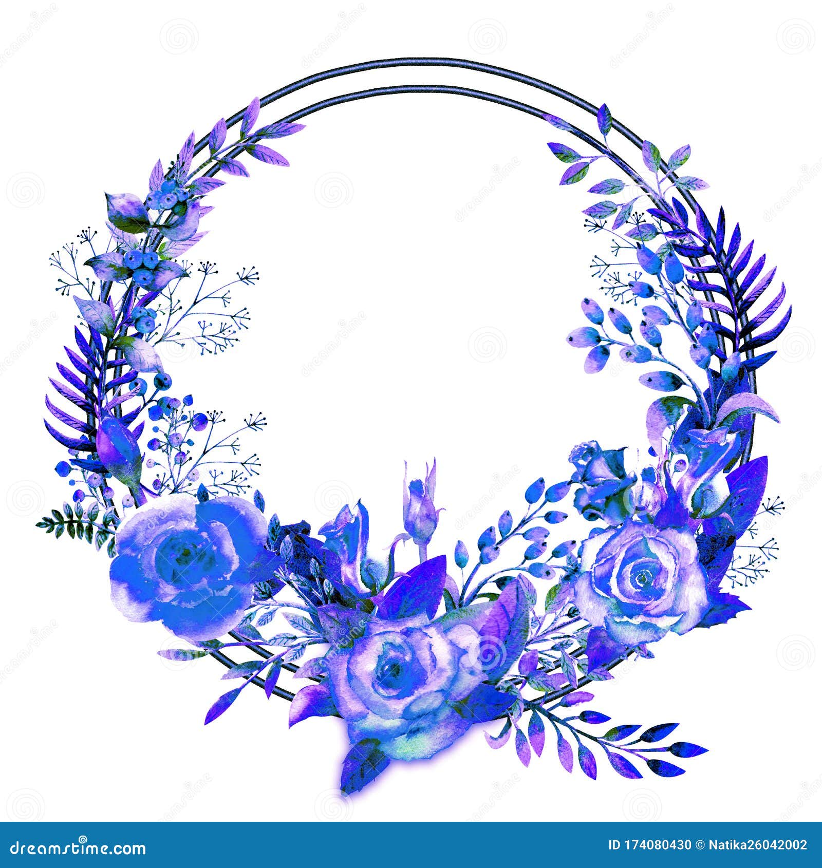 La Con Flores De Color Azules Sale De Las Ramas. Concepto Casarse Con Flores. Invitación Del Las Flores. Com Stock de ilustración - Ilustración de frontera, flor: 174080430