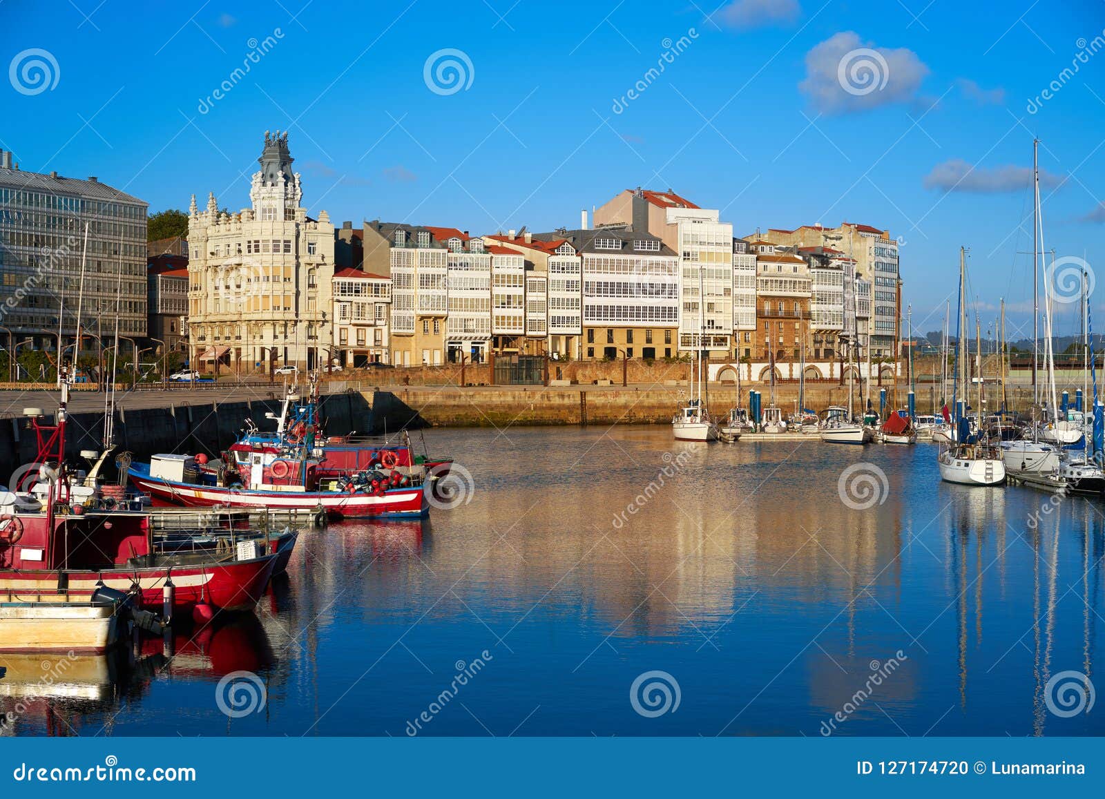 la coruna port marina in galicia spain