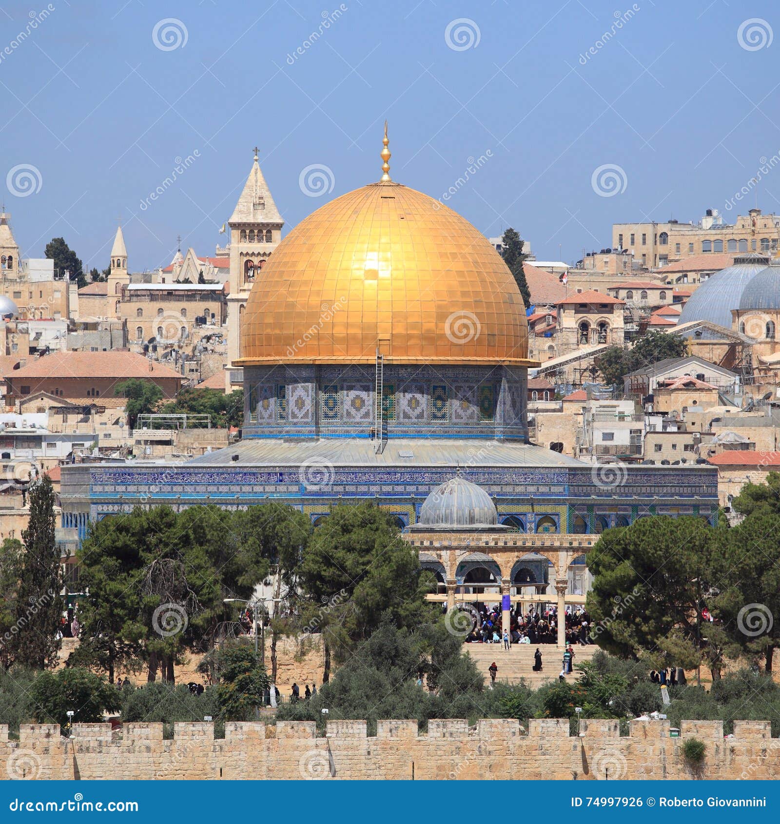 La Cupola Della Roccia Dal Monte Degli Ulivi Fotografia Stock
