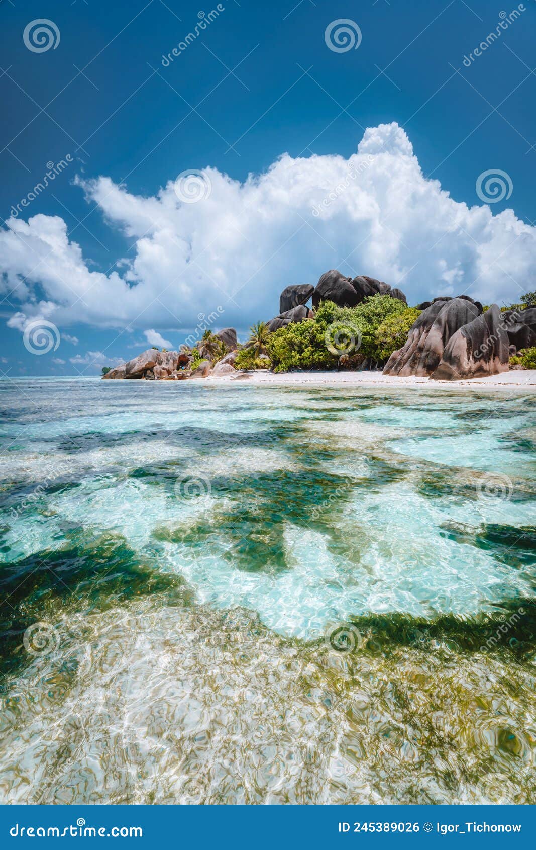 La Digue Island Seychelles Famous Paradise Beach Anse Source D Argent