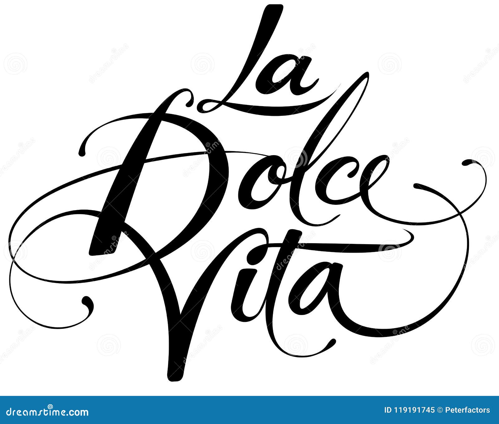 Nuchter Mentor Manuscript La Dolce Vita stock vector. Illustration of good, shape - 119191745