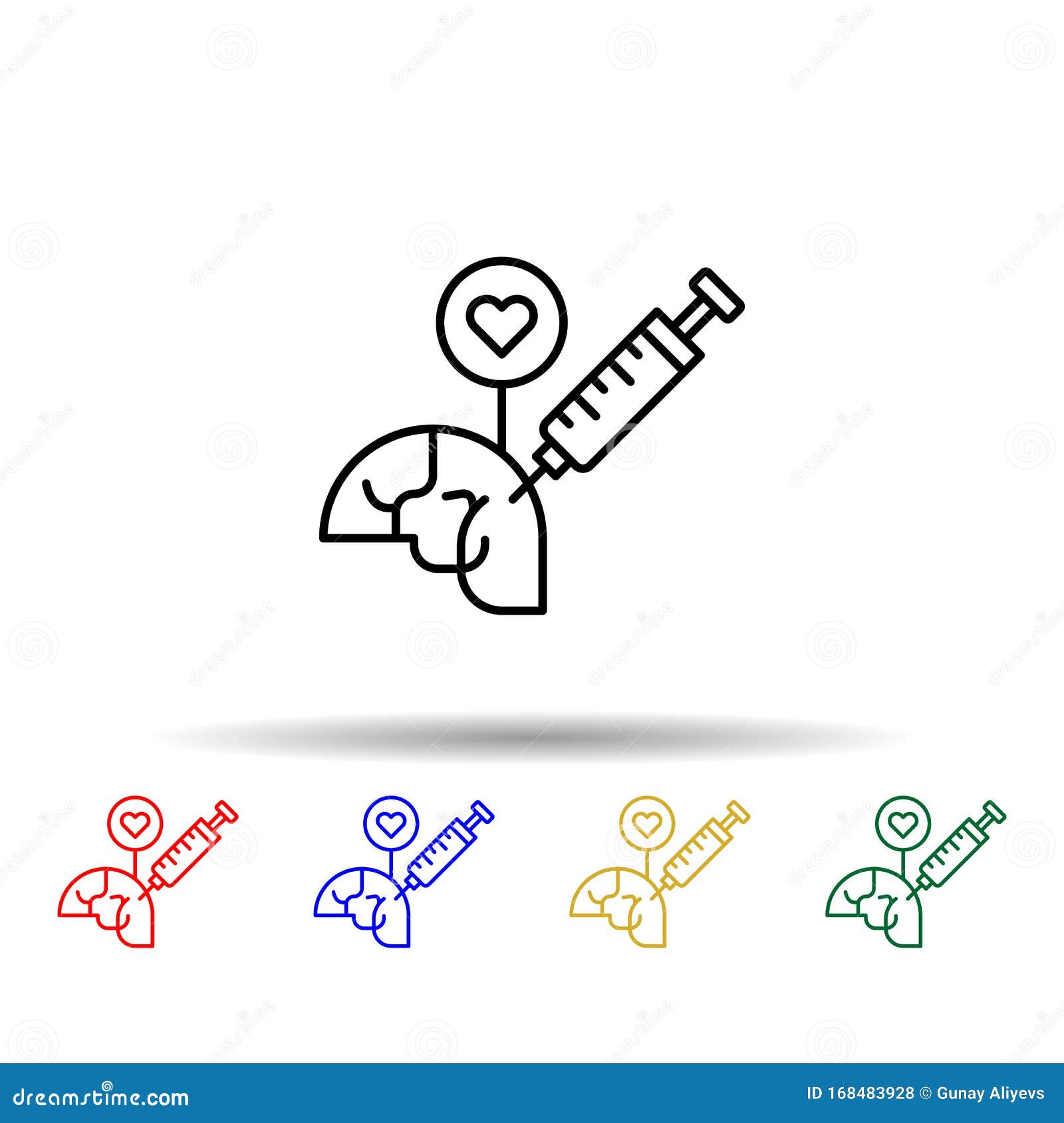 La Drogue La Seringue Icone De Style Multiples De Couleur Du Cerveau Fine Ligne Simple Contour Des Icones De La Pensee Creative Illustration Stock Illustration Du Vert Bleu